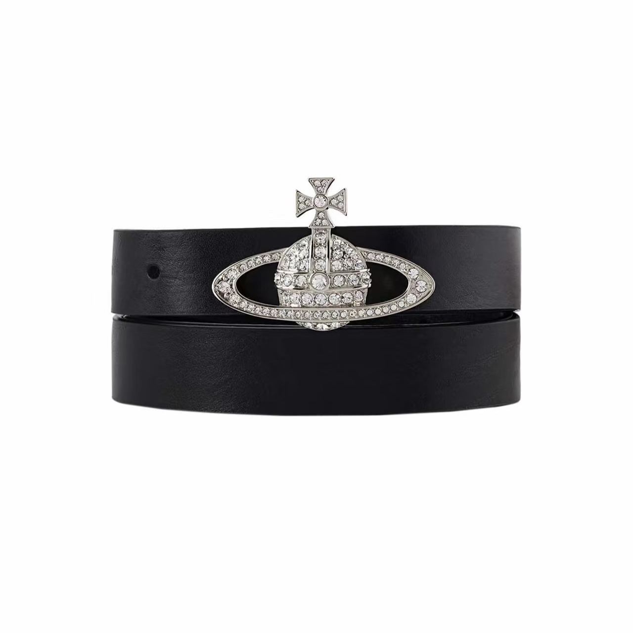 2 Colors Leather Full Diamond Saturn Belt