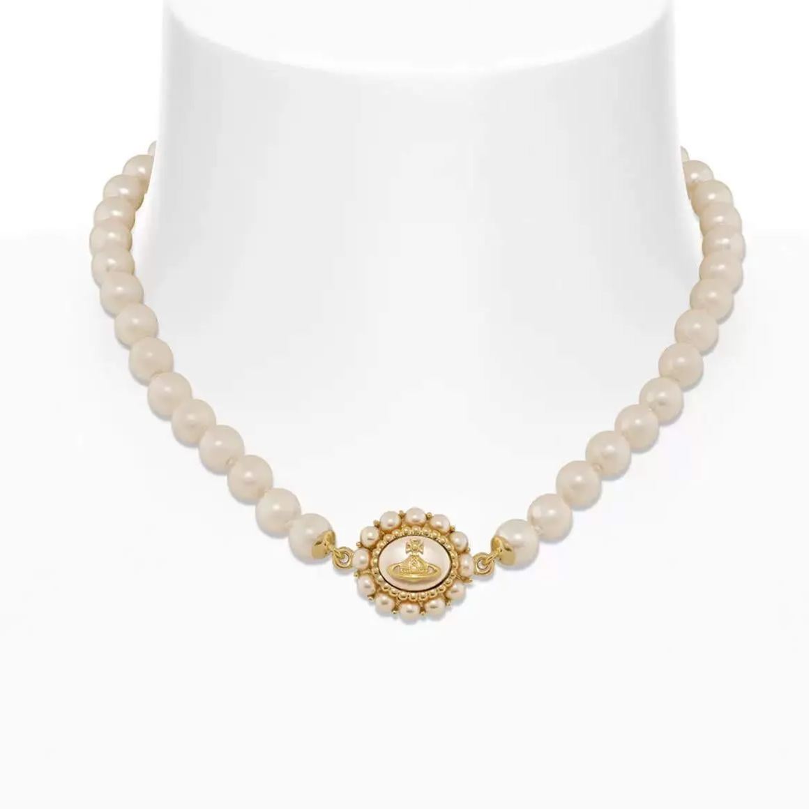 2 Colors AMAYA Full Pearl Saturn Necklace