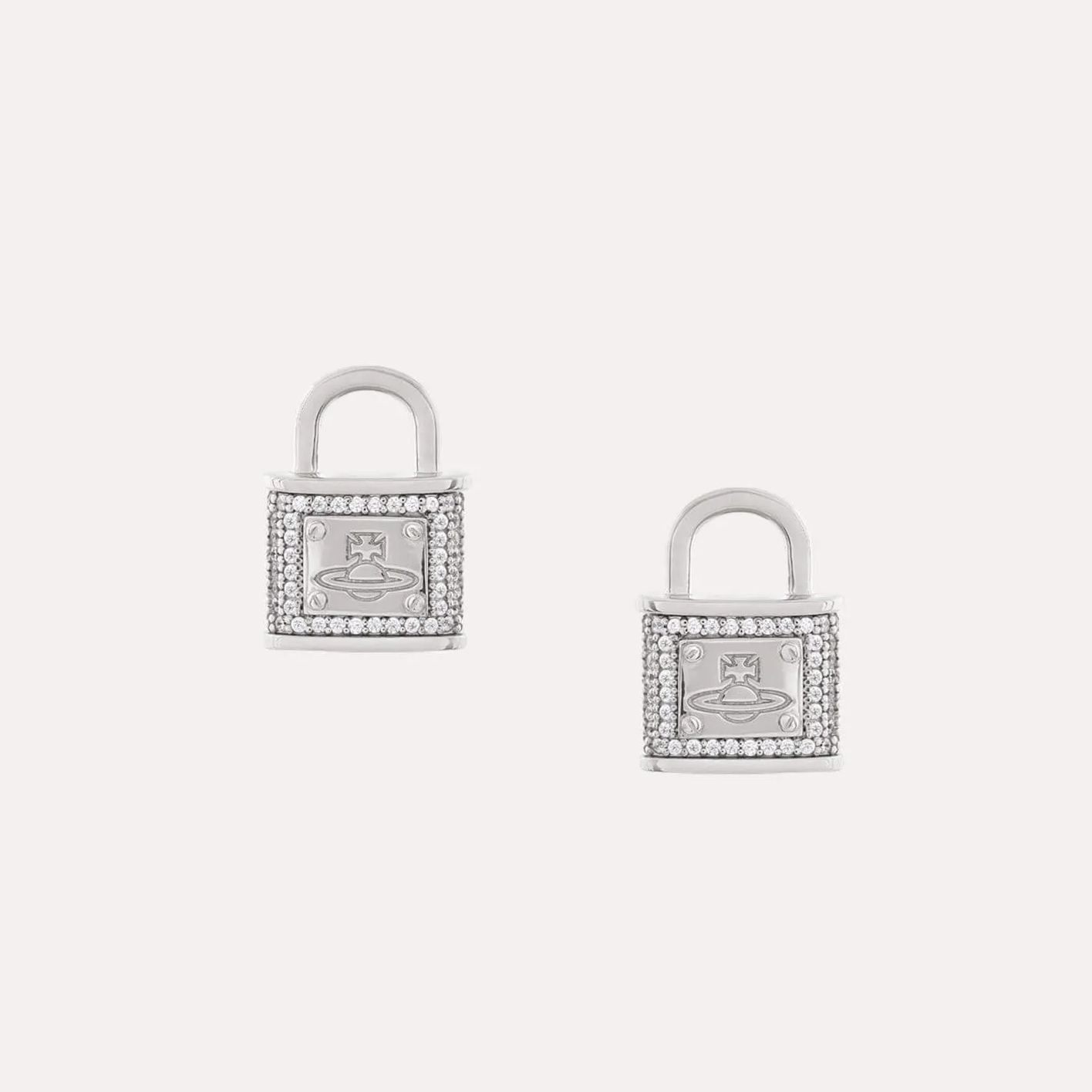 Full Diamond Lock Earrings