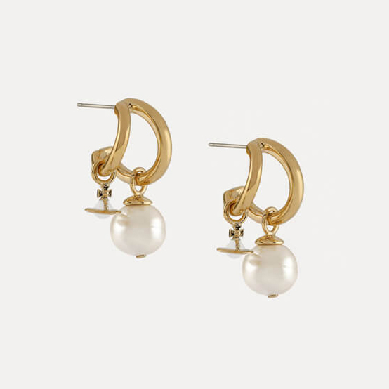 2 Colors MARELLA Double Hoop Shaped Bead Earrings