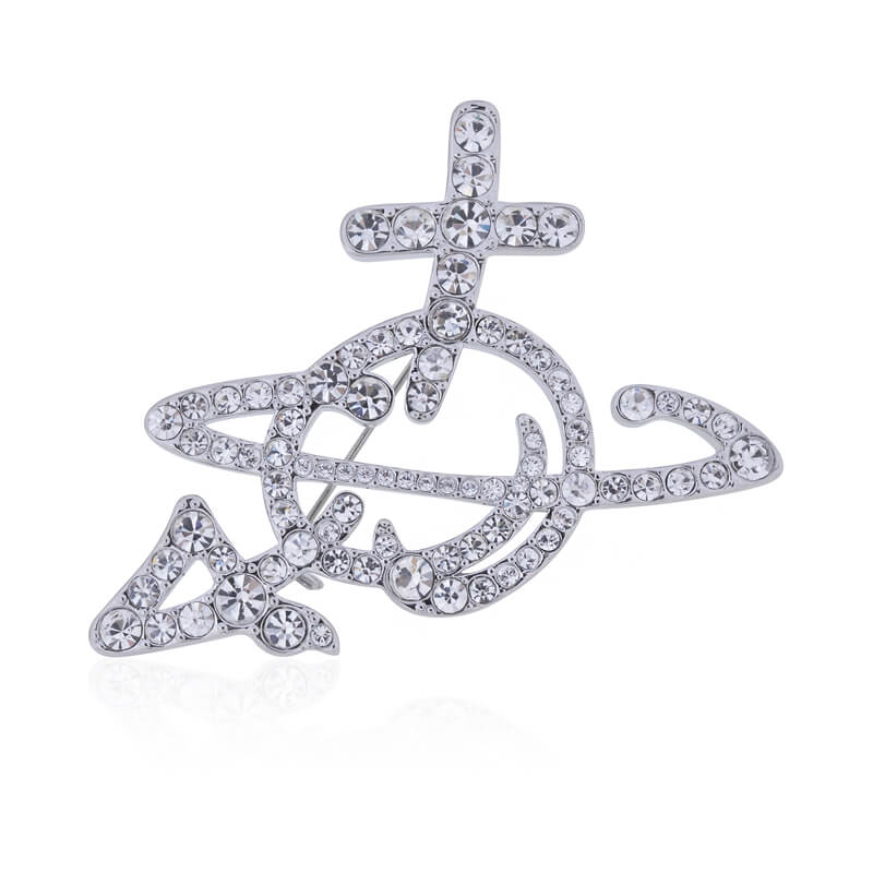 Full Diamond Saturn Line Brooch