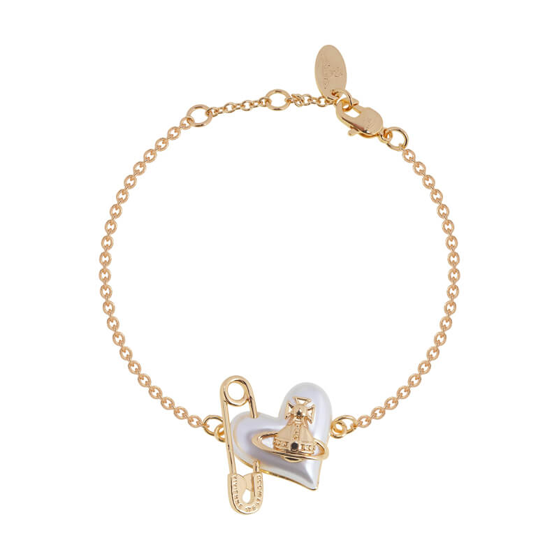 3 Colors ORIETTA Peach Heart Pearl Pin Bracelet
