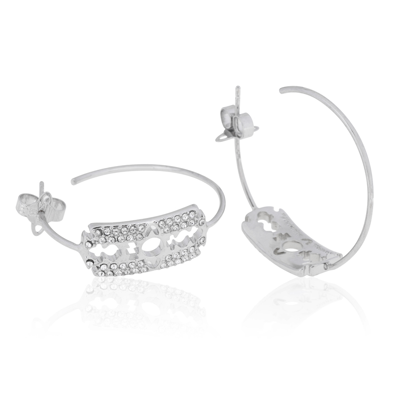 2 Colors Blade Large Circle Earrings