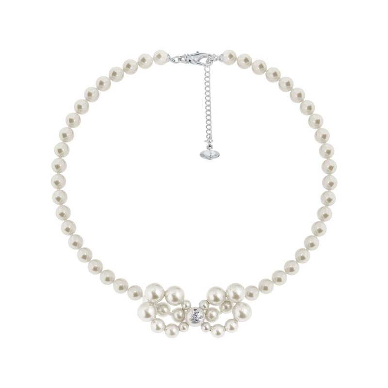 2 Colors VIVIANA Pearl Bow Necklace