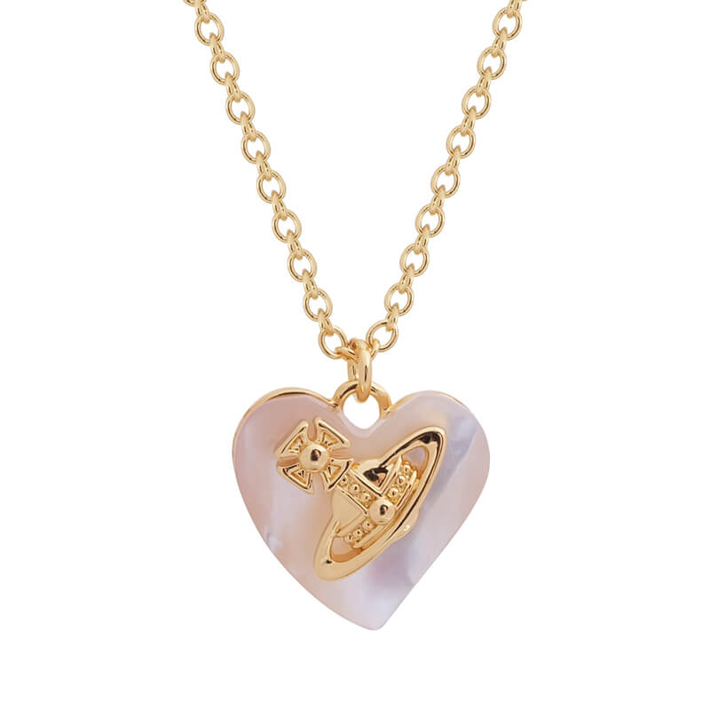 4 Colors Big Saturn Seashell Heart Necklace