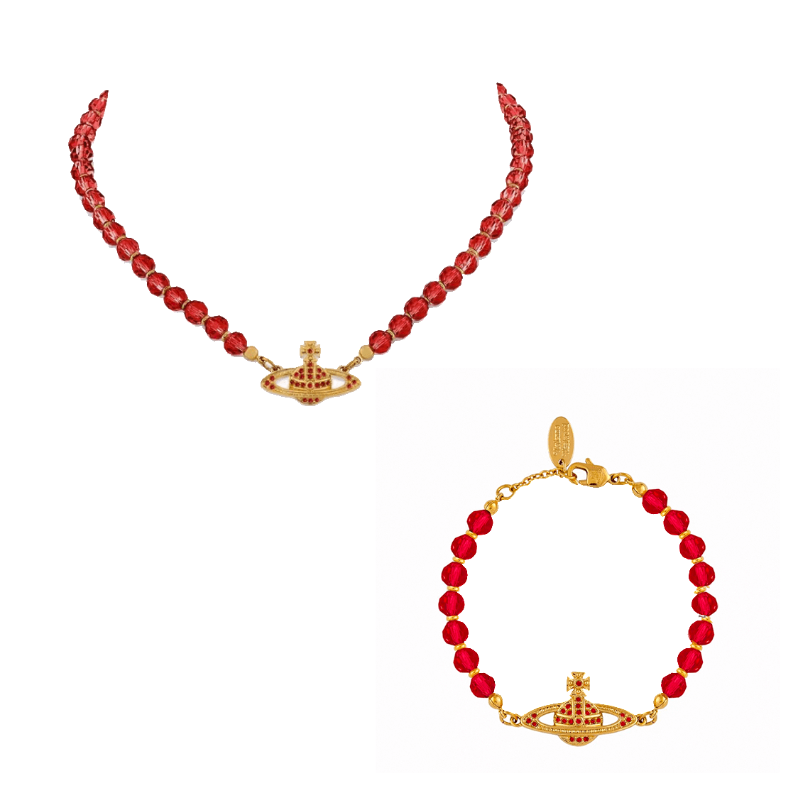 Red Crystal Necklace Bracelet