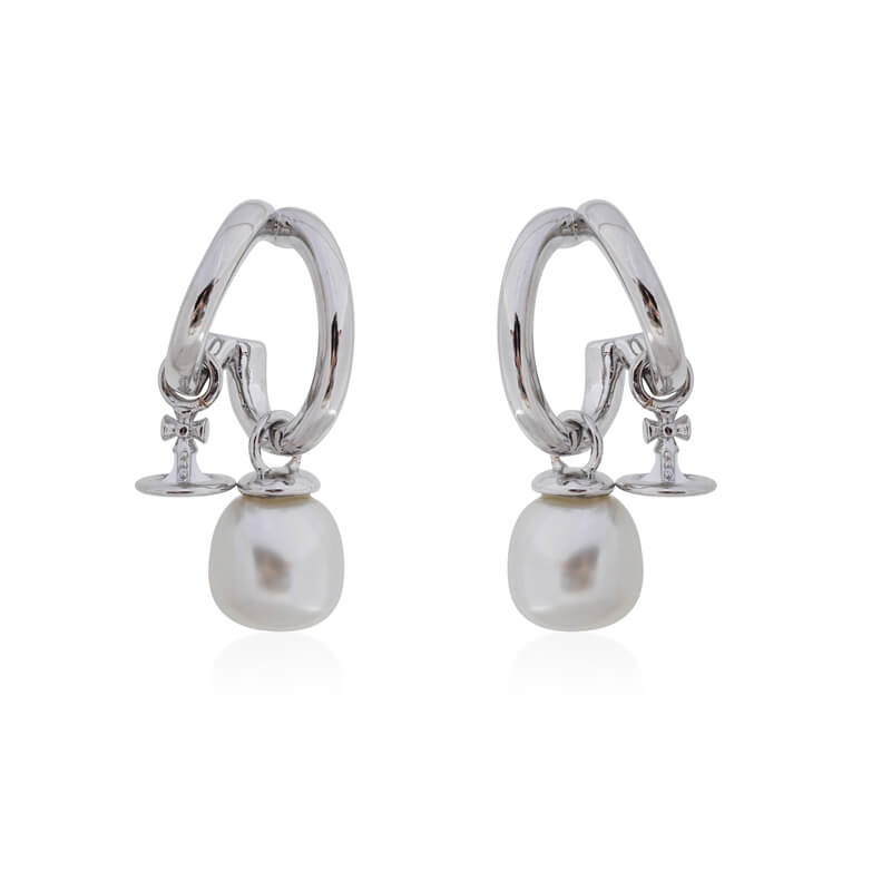 2 Colors MARELLA Double Hoop Shaped Bead Earrings