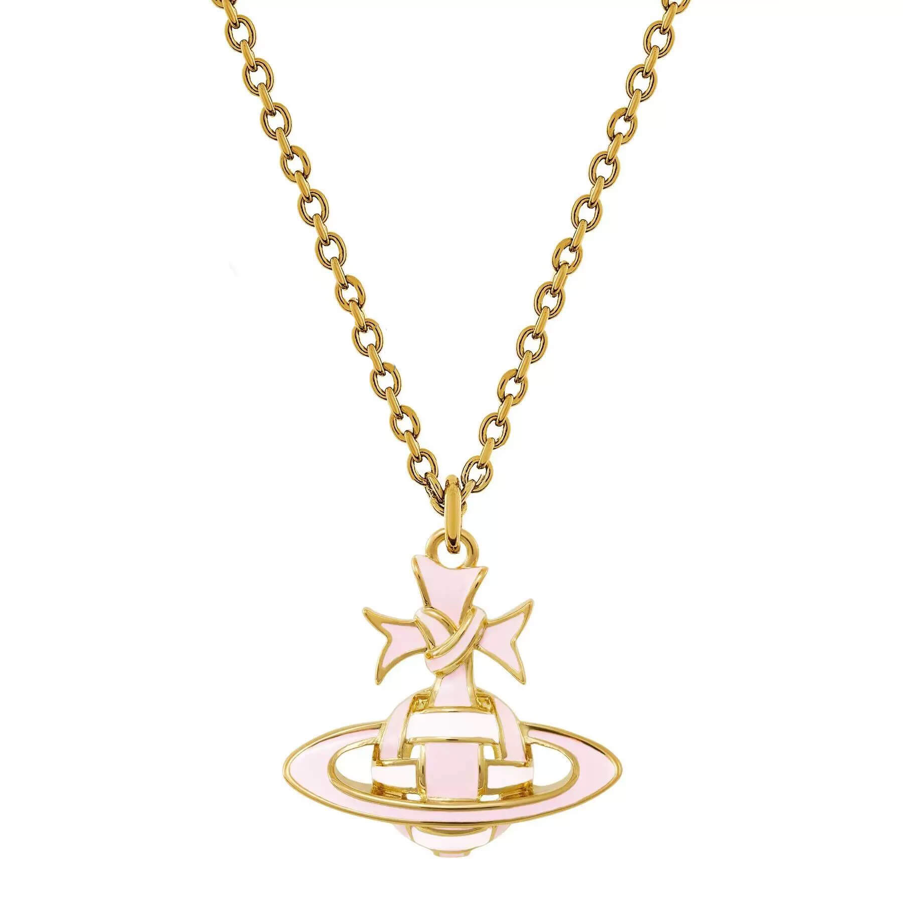 2 Colors RIBBON Plait Saturn Necklace