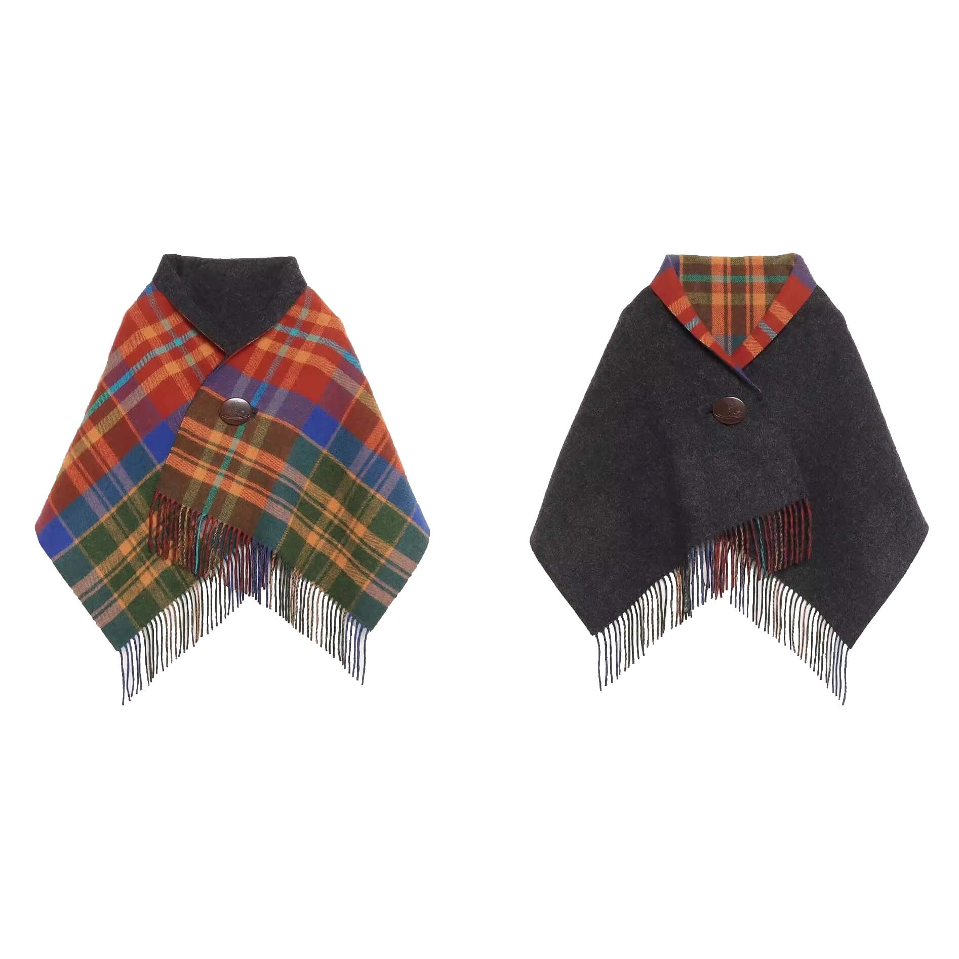 4 Colors Tartan Poncho