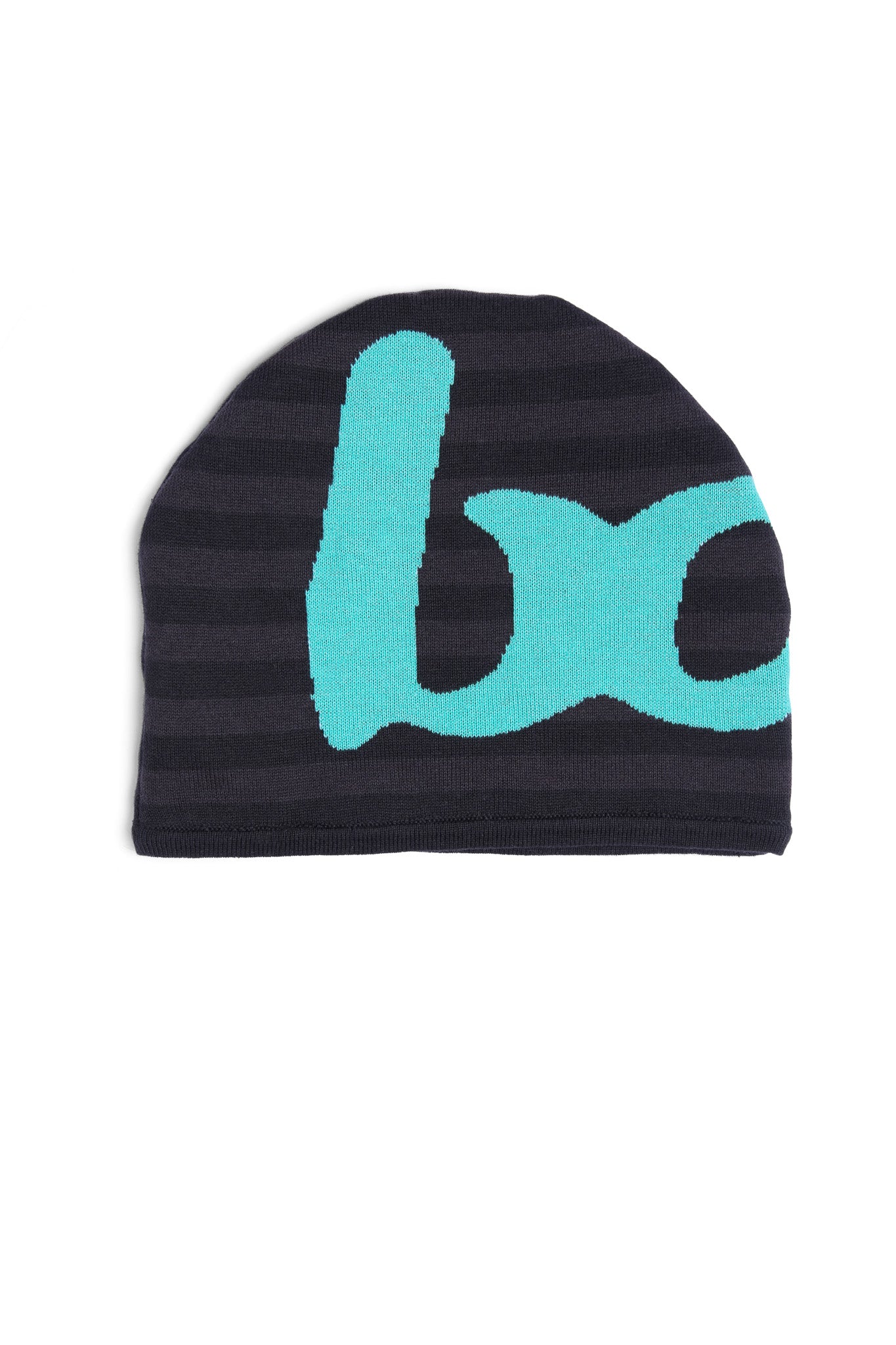 STRIPED KNIT BEANIE (BLACK/TIFFANY BLUE)