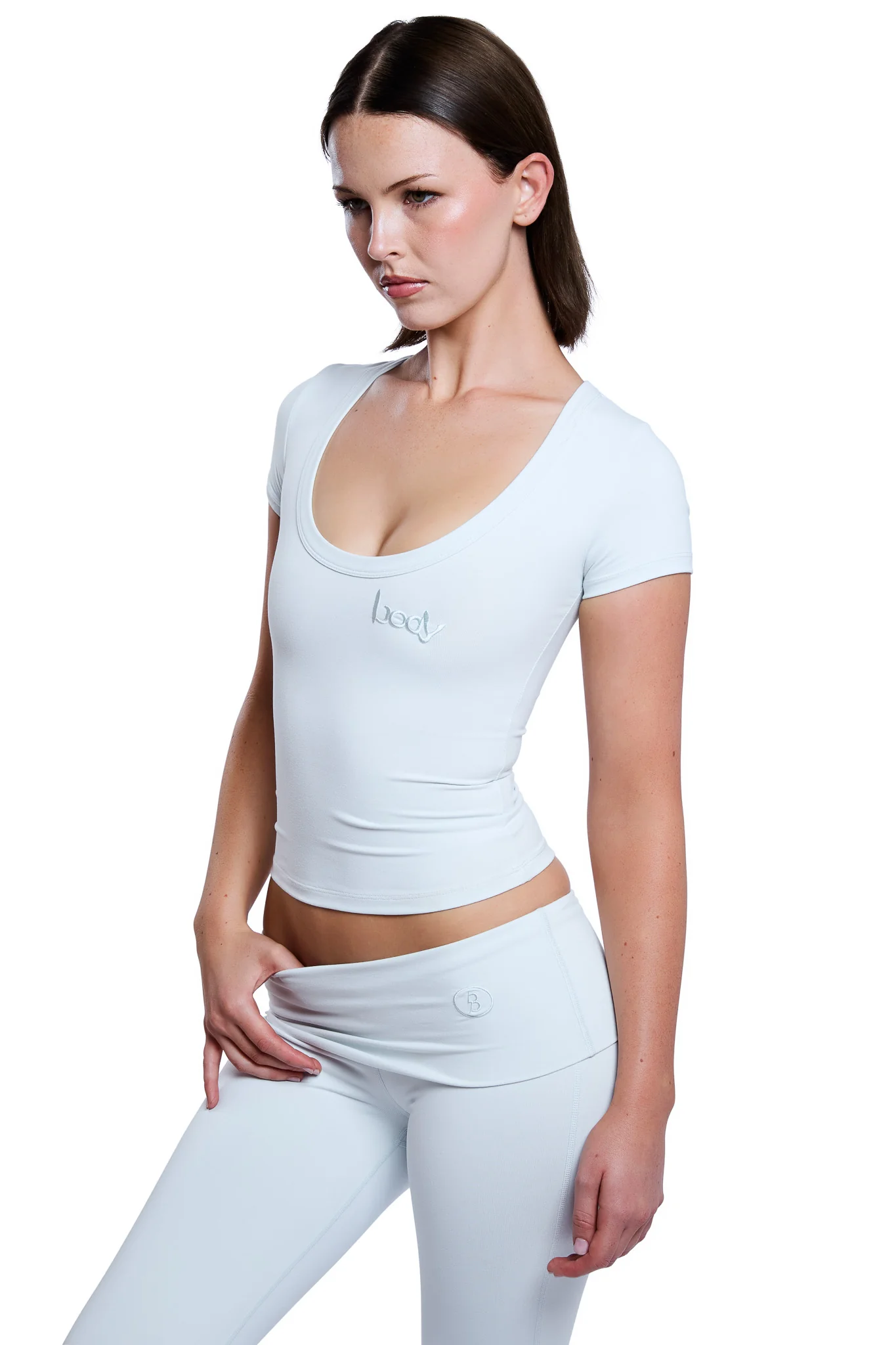 YOGA FULL LENGTH TOP (ICE BLUE WHITE)