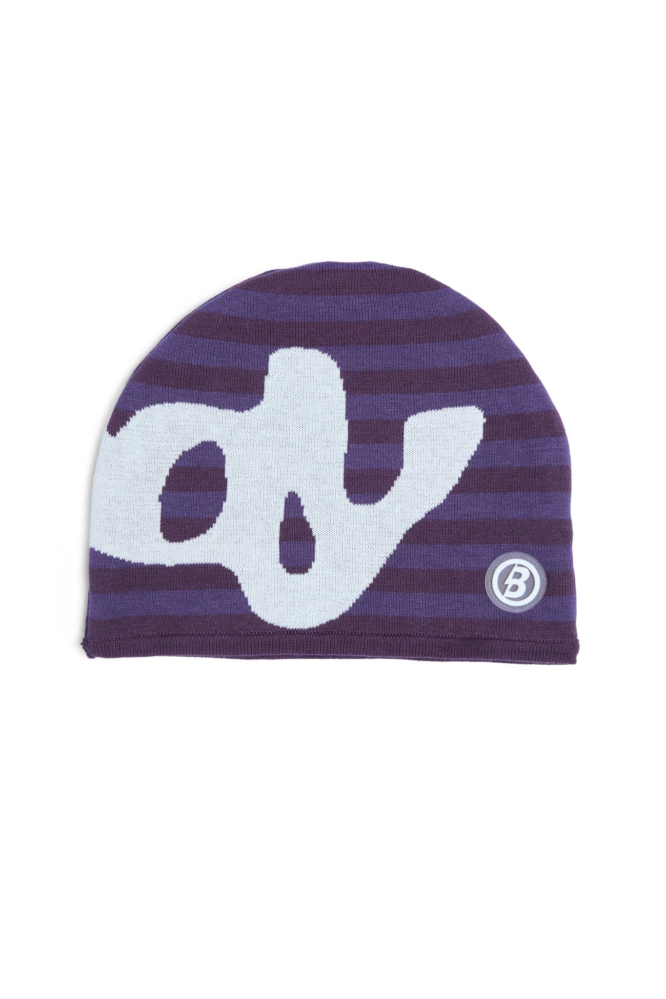 STRIPED KNIT BEANIE (ROYALTY PURPLE/CREAM)