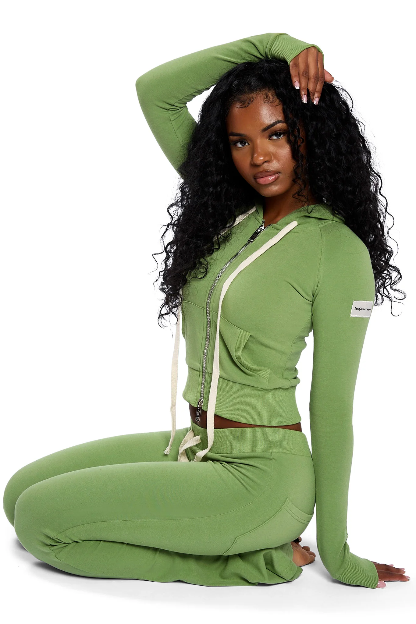 BODY KNITWEAR ZIP HOODIE (MATCHA GREEN)