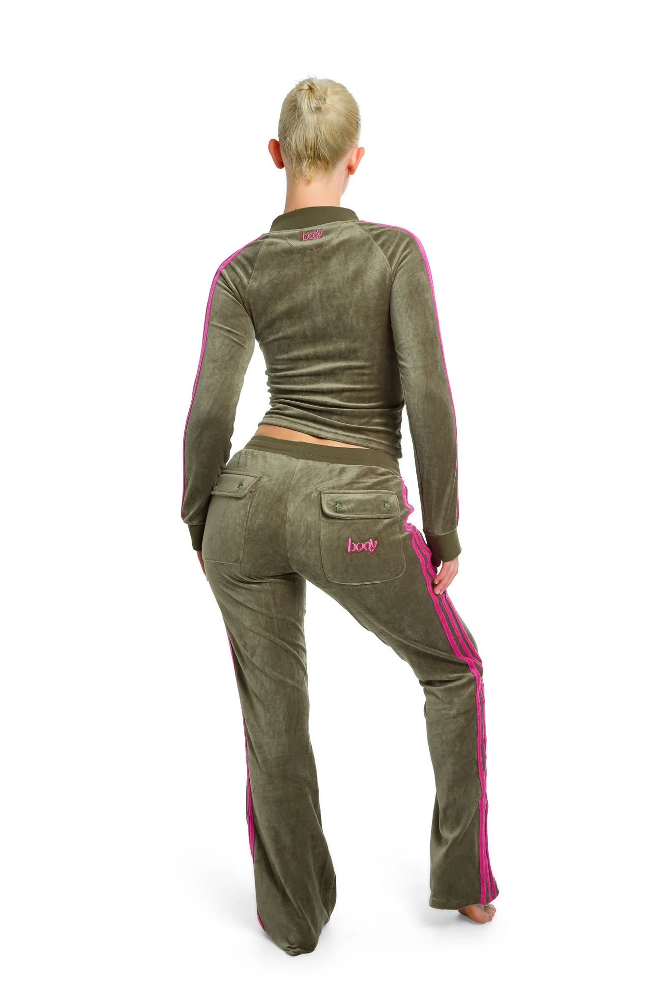 BODY VELOUR TRACK JACKET (OLIVE)