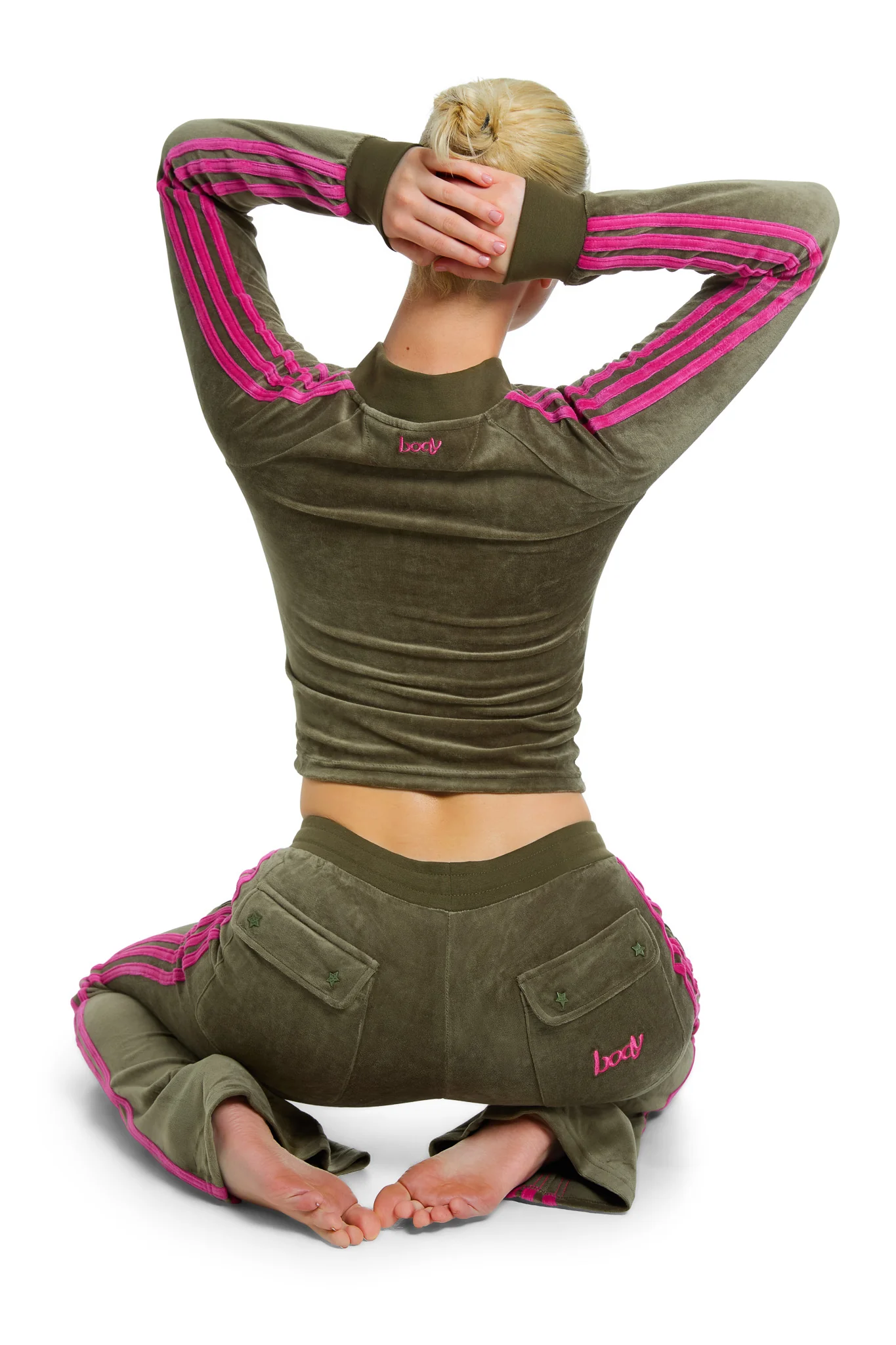 BODY VELOUR TRACK PANTS (OLIVE)