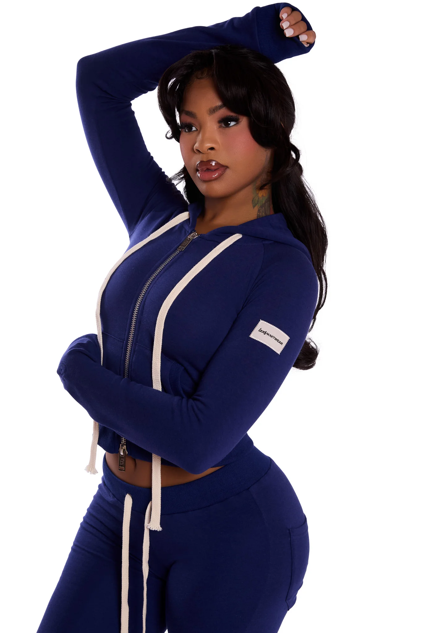 BODY KNITWEAR ZIP HOODIE (NAVY)