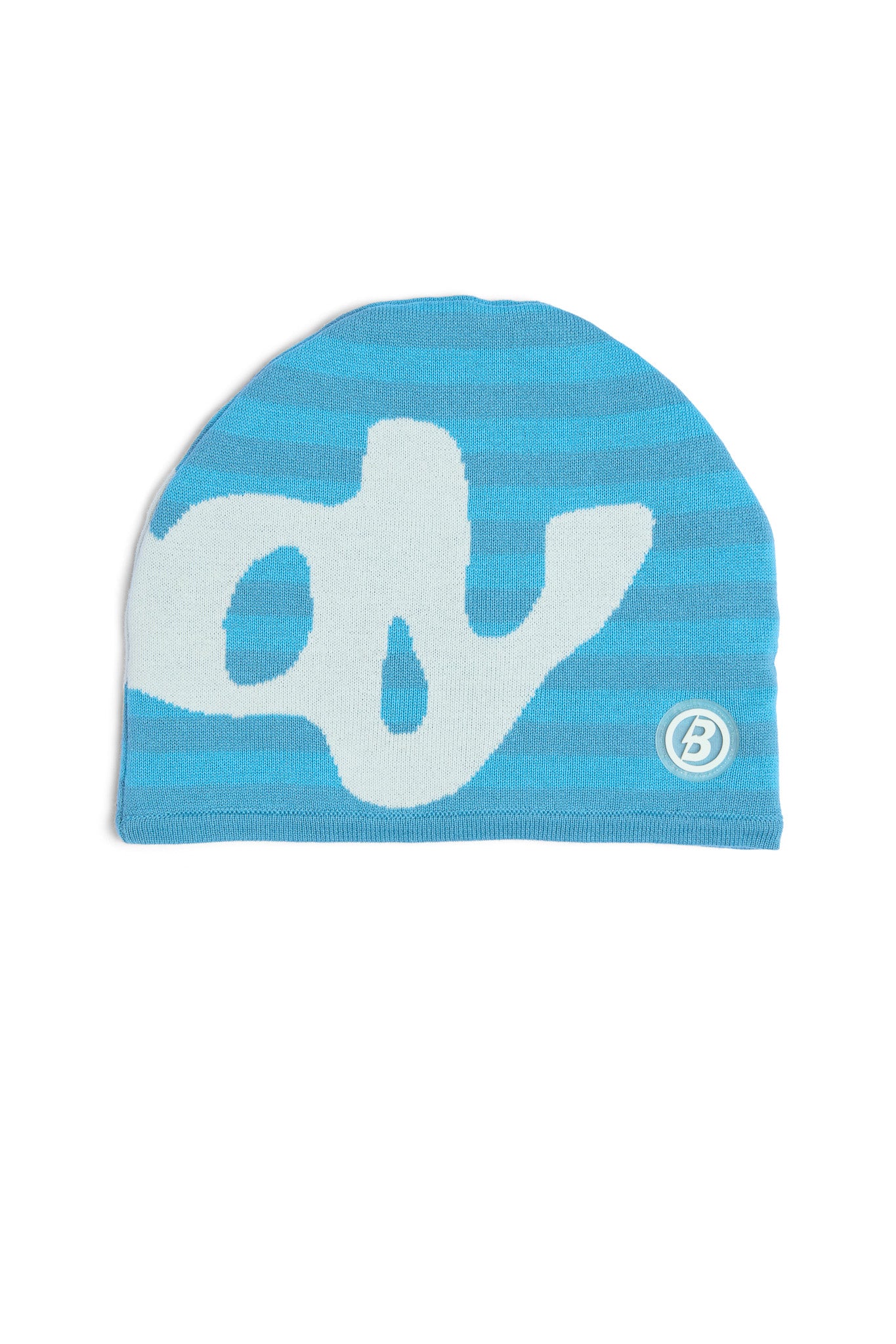STRIPED KNIT BEANIE (TEAL BLUE/CREAM)