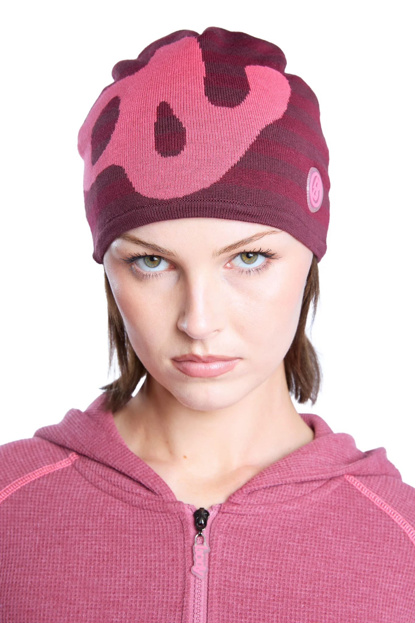 STRIPED KNIT BEANIE (MAGENTA/PINK)