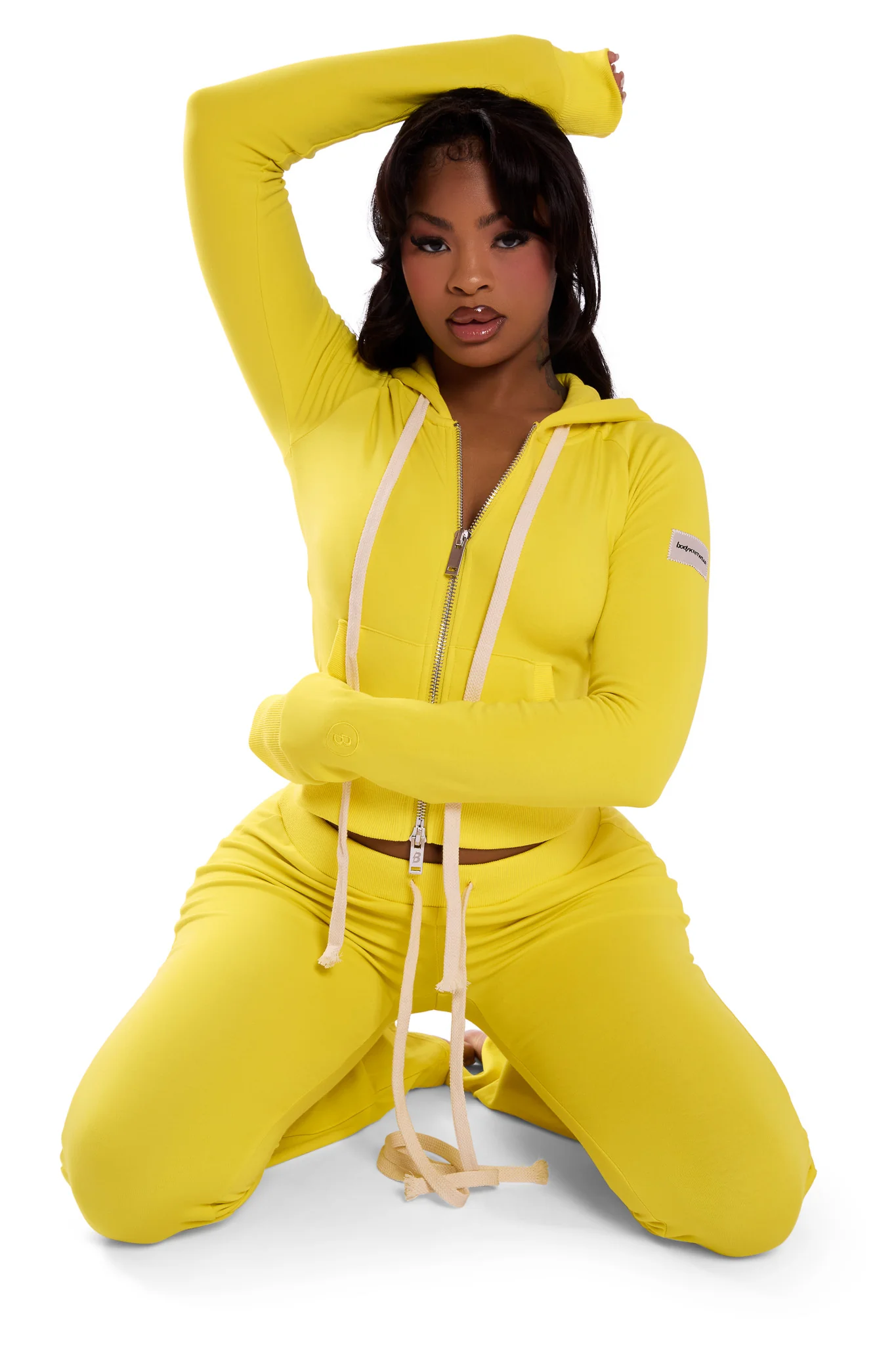 BODY KNITWEAR ZIP HOODIE (YELLOW)