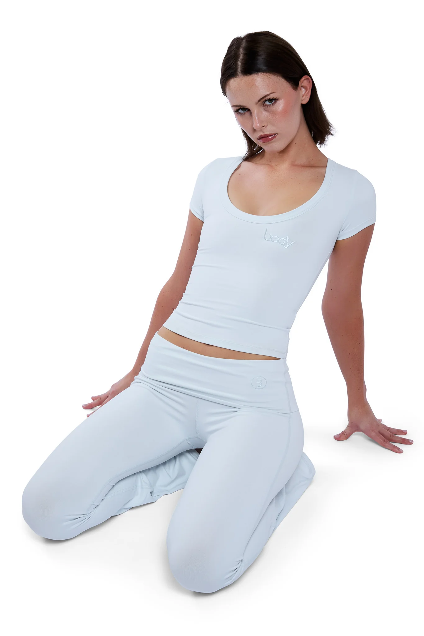 YOGA FULL LENGTH TOP (ICE BLUE WHITE)