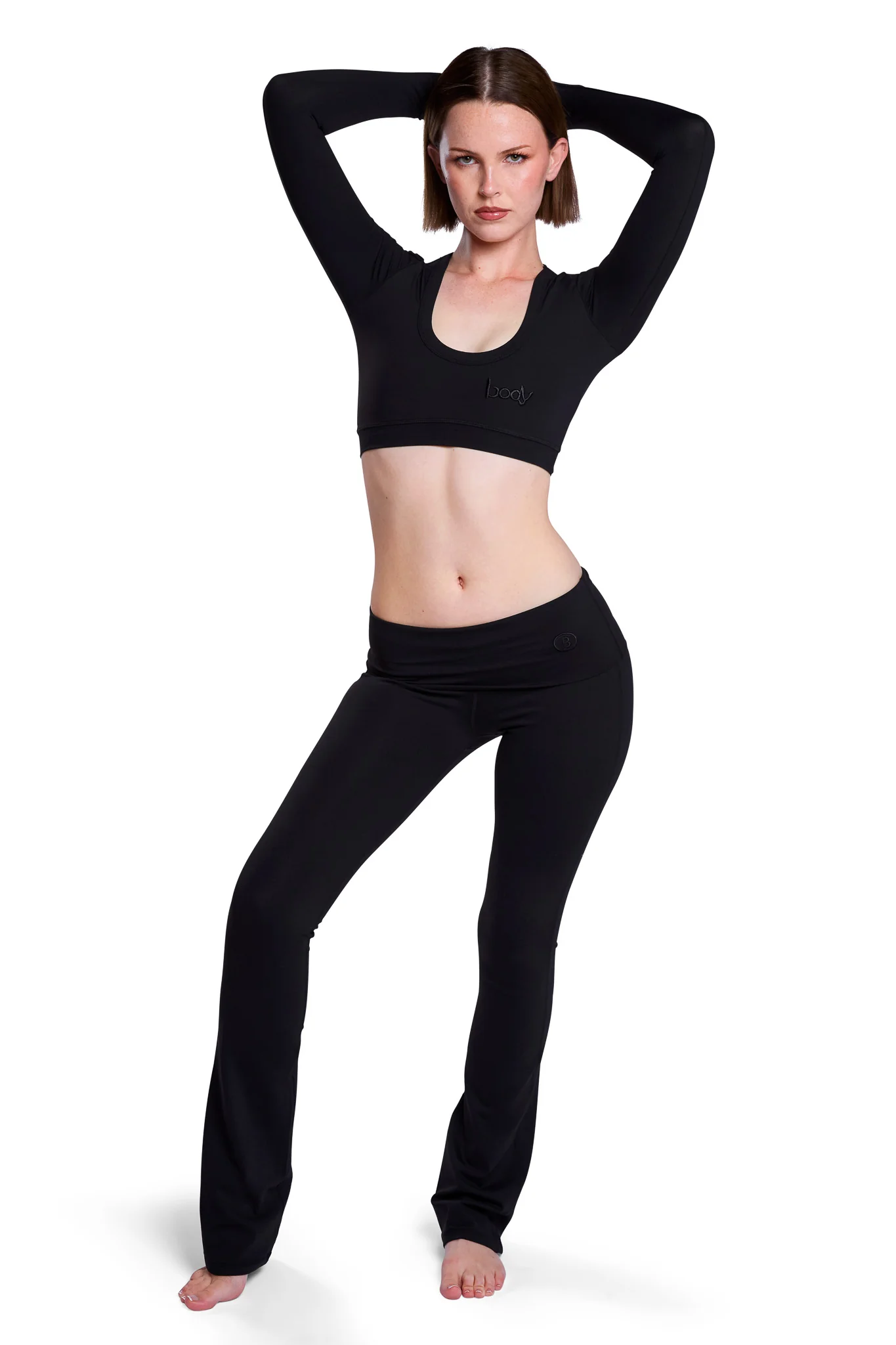 YOGA LONG SLEEVE CROP TOP (MIDNIGHT BLACK)