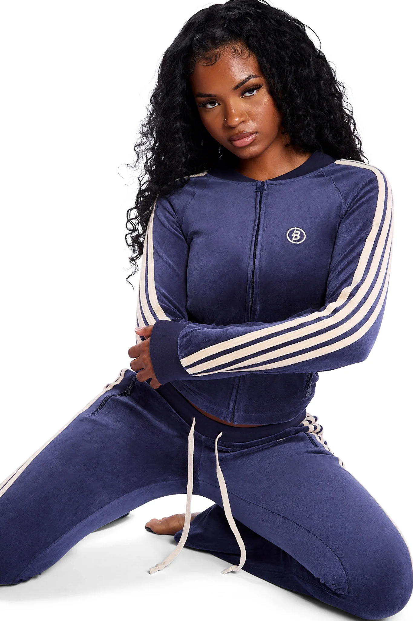 PRE-ORDER - BODY VELOUR TRACK JACKET (ROYAL BLUE/CREAM)
