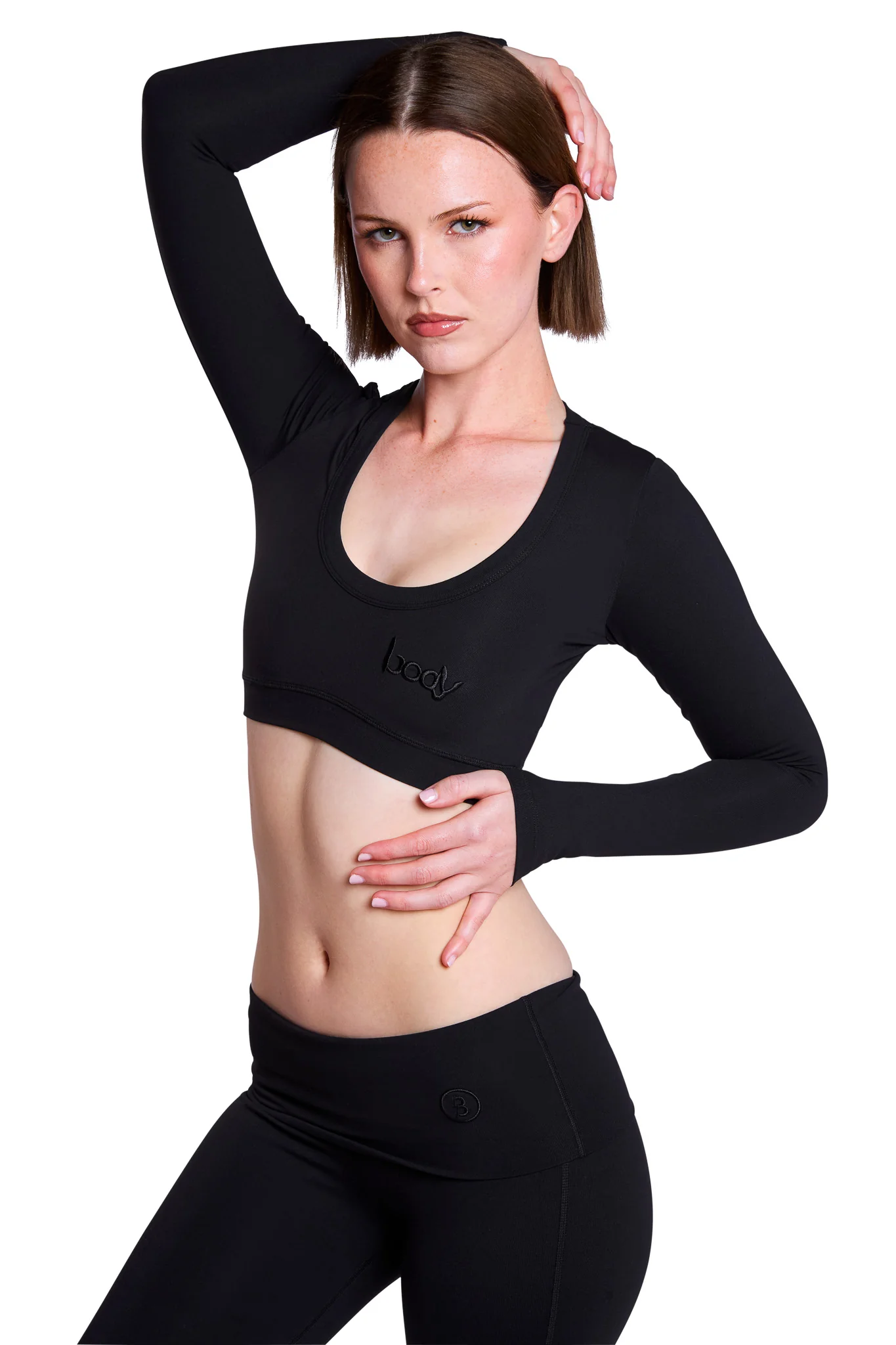 YOGA LONG SLEEVE CROP TOP (MIDNIGHT BLACK)