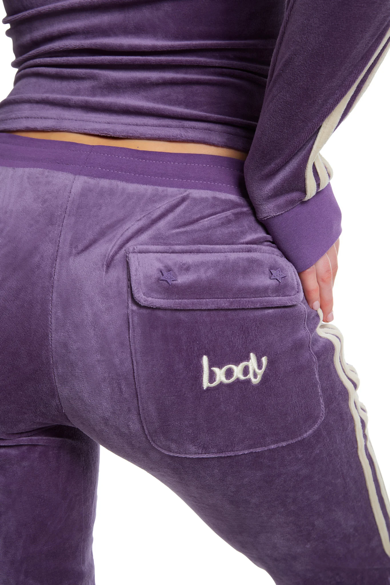 BODY VELOUR TRACK PANTS (PURPLE)