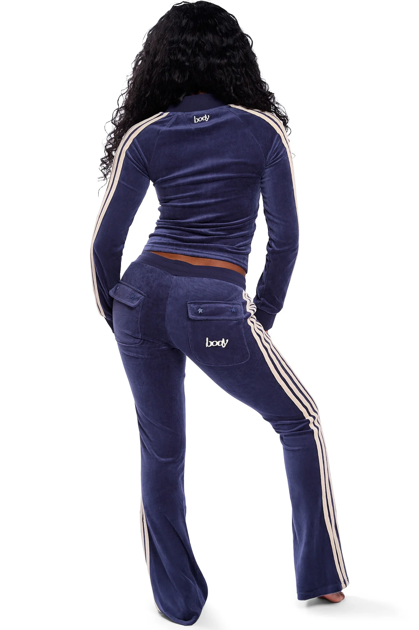 PRE-ORDER - BODY VELOUR TRACK PANTS (ROYAL BLUE/CREAM)
