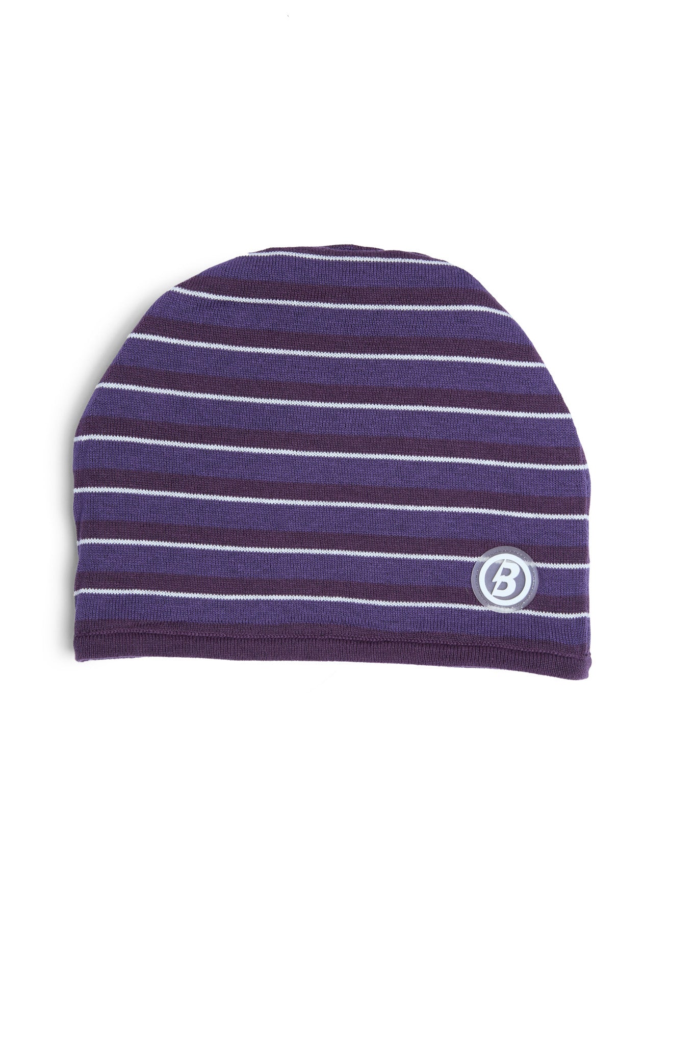STRIPED KNIT BEANIE (ROYALTY PURPLE/CREAM)