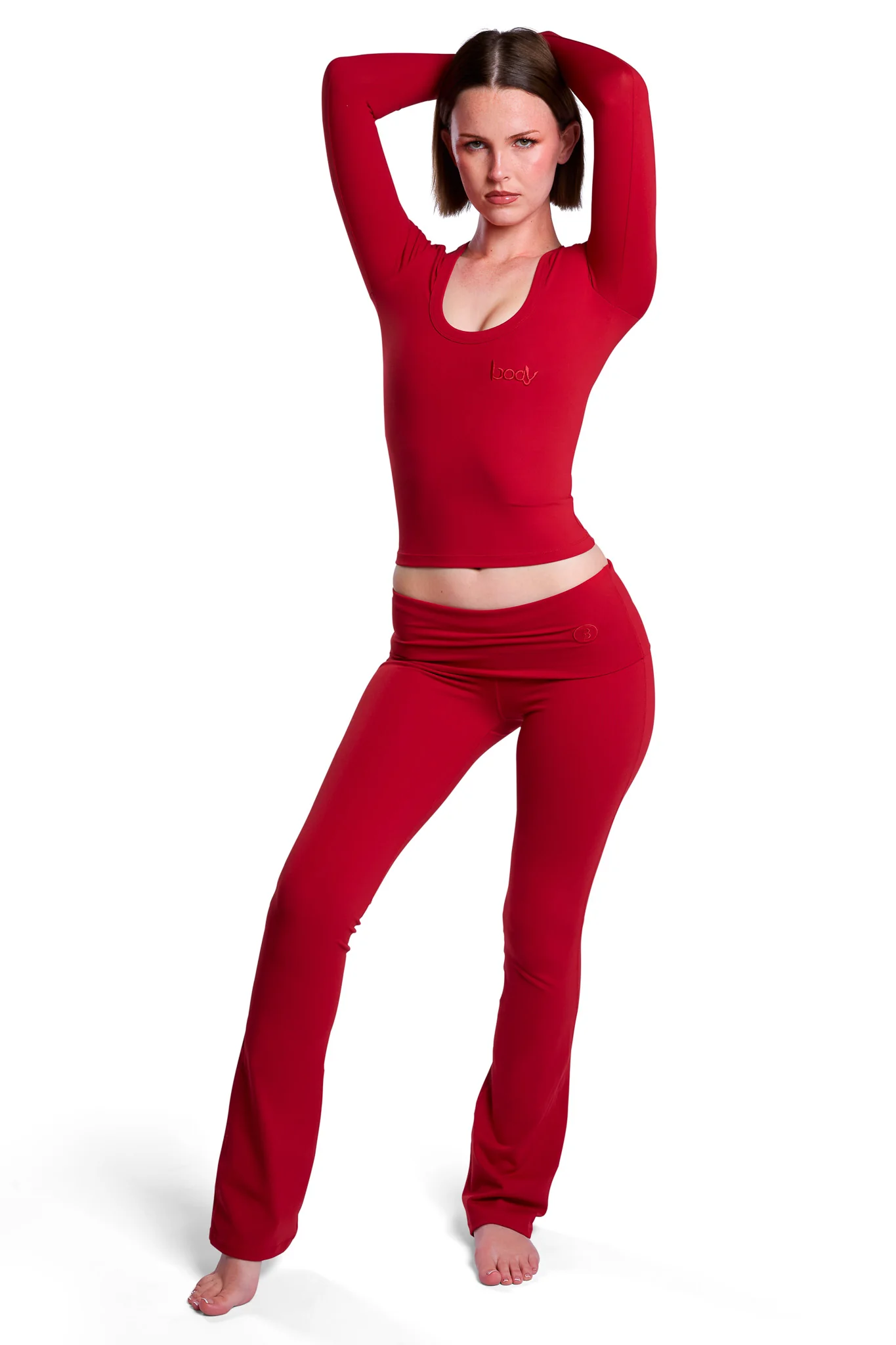 YOGA LONG SLEEVE FULL LENGTH TOP (FIRE RED)