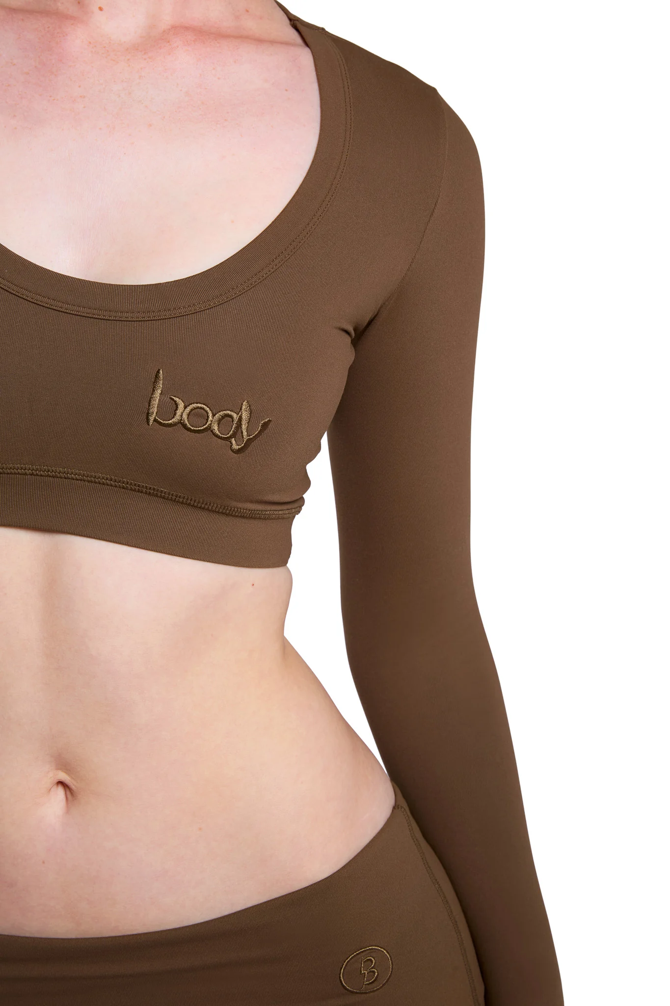 YOGA LONG SLEEVE CROP TOP (CINNAMON)