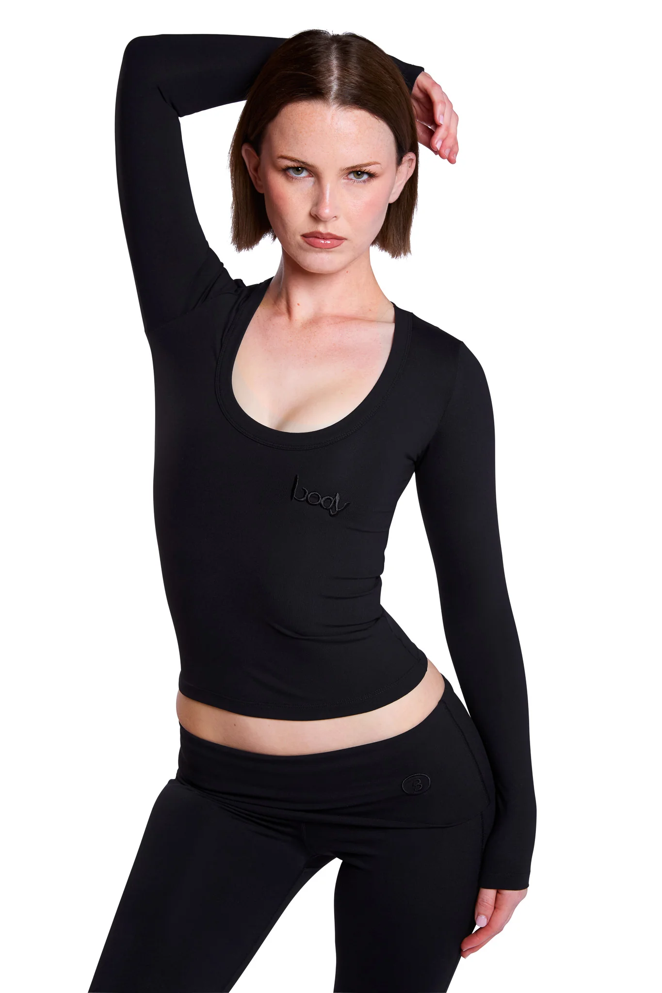 YOGA LONG SLEEVE FULL LENGTH TOP (MIDNIGHT BLACK)