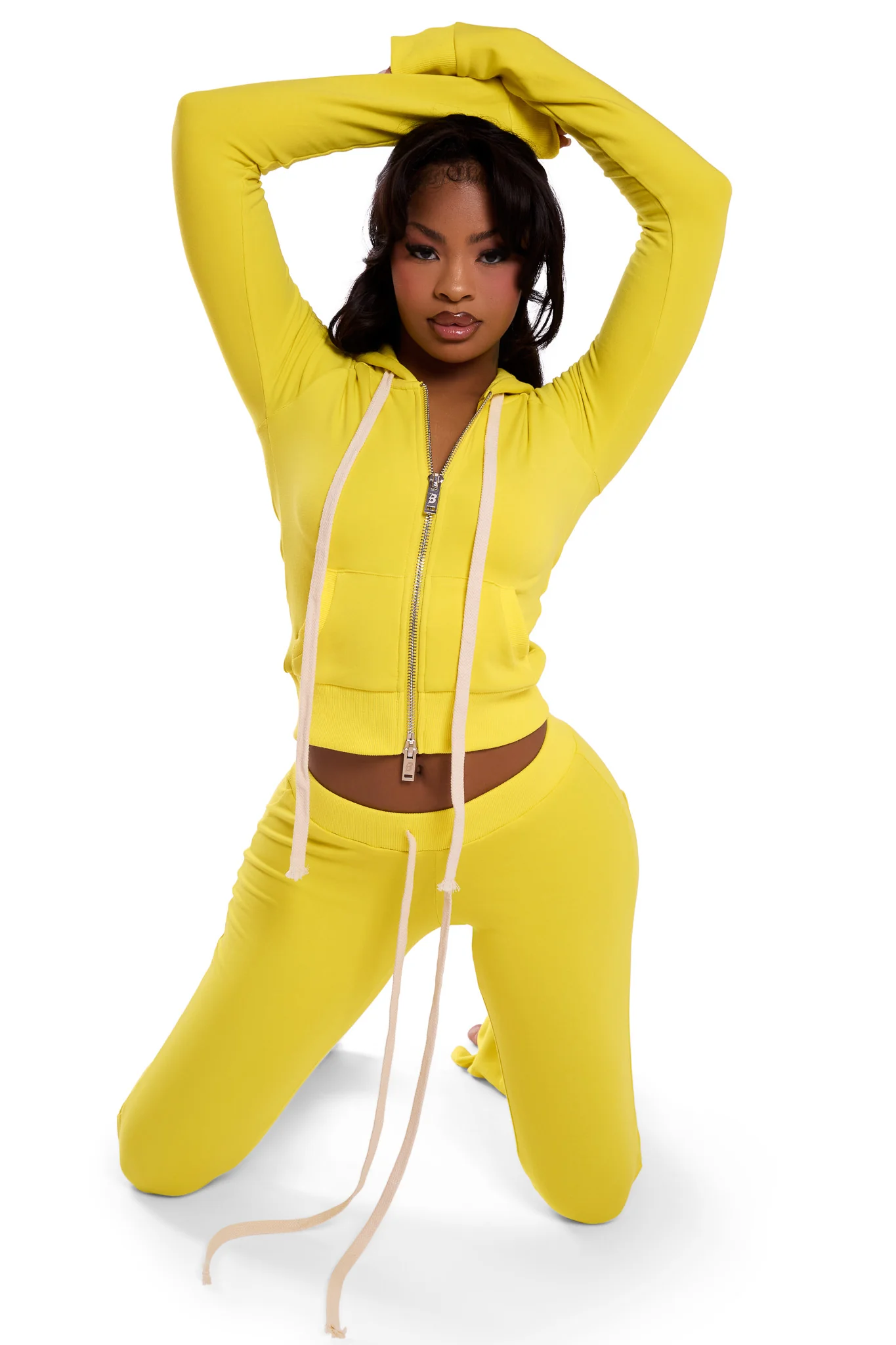 BODY KNITWEAR ZIP HOODIE (YELLOW)