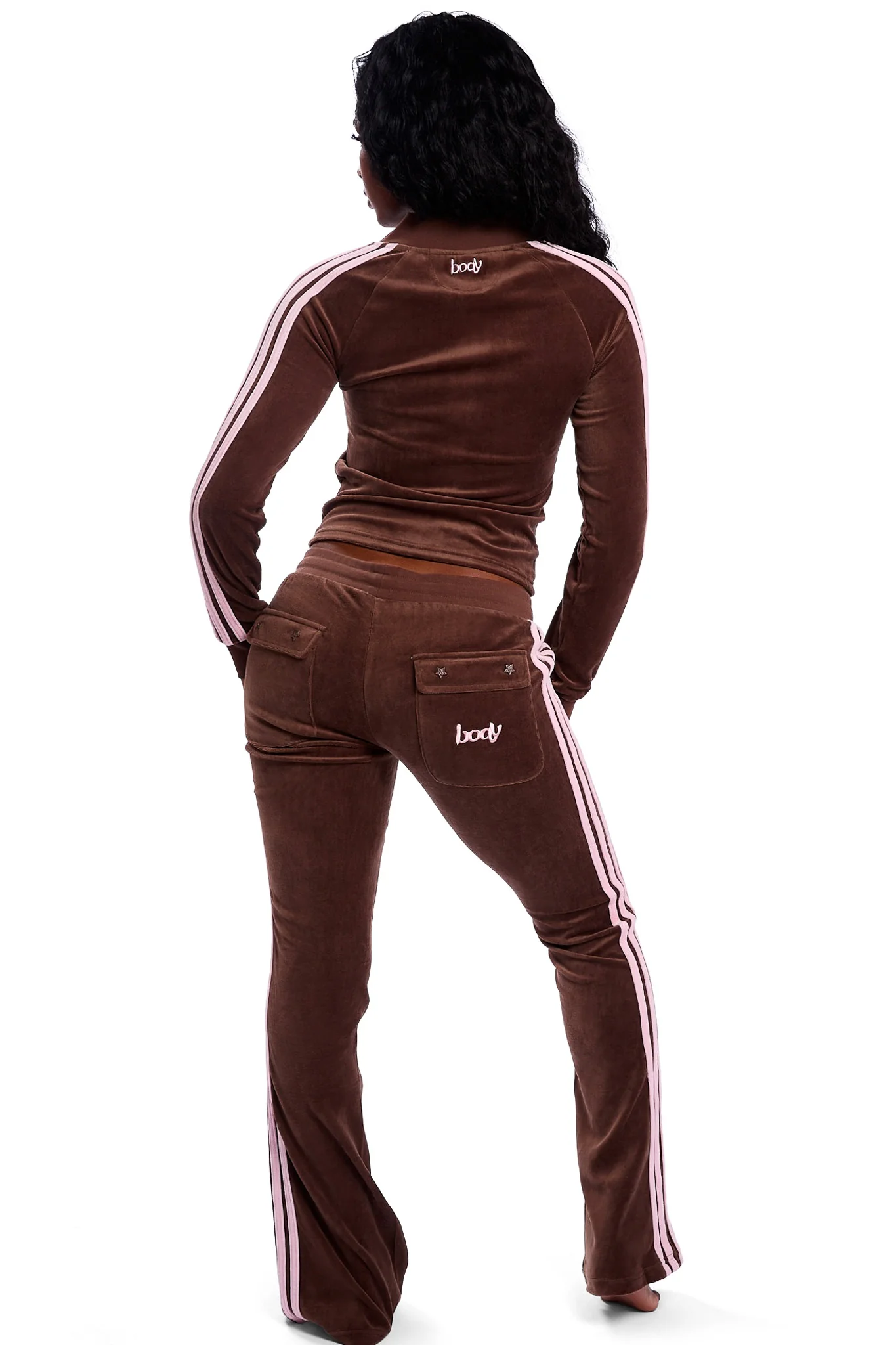 PRE-ORDER - BODY VELOUR TRACK JACKET (BROWN/PINK)