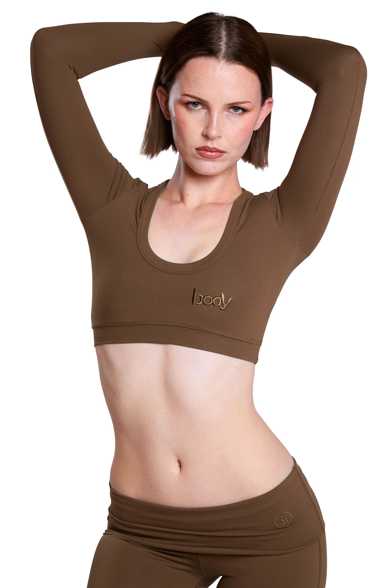 YOGA LONG SLEEVE CROP TOP (CINNAMON)