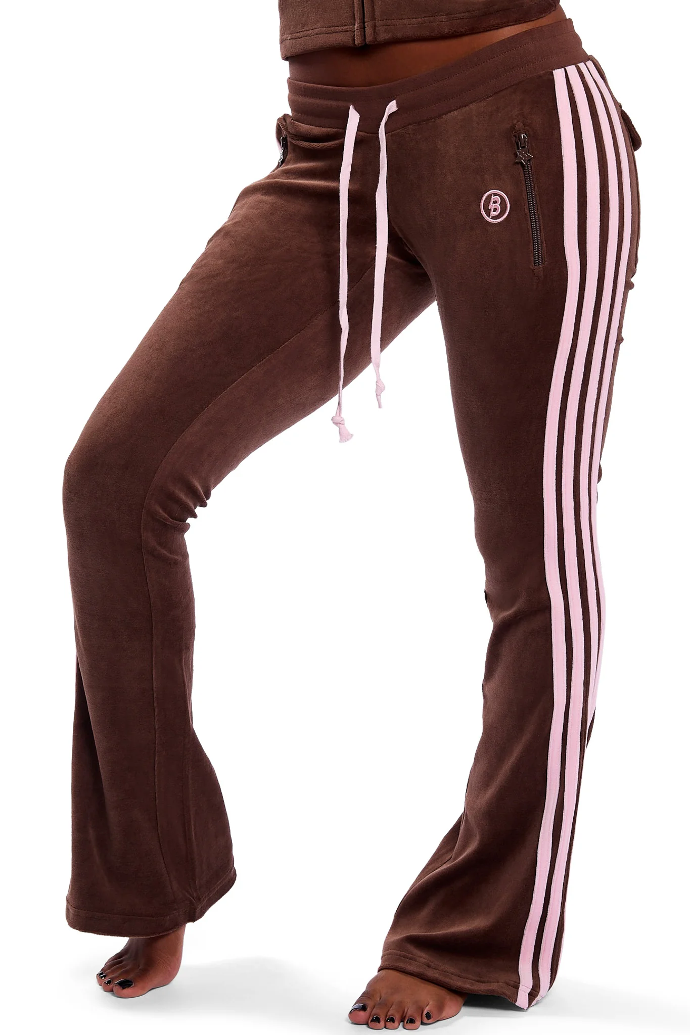 PRE-ORDER - BODY VELOUR TRACK PANTS (BROWN/PINK)
