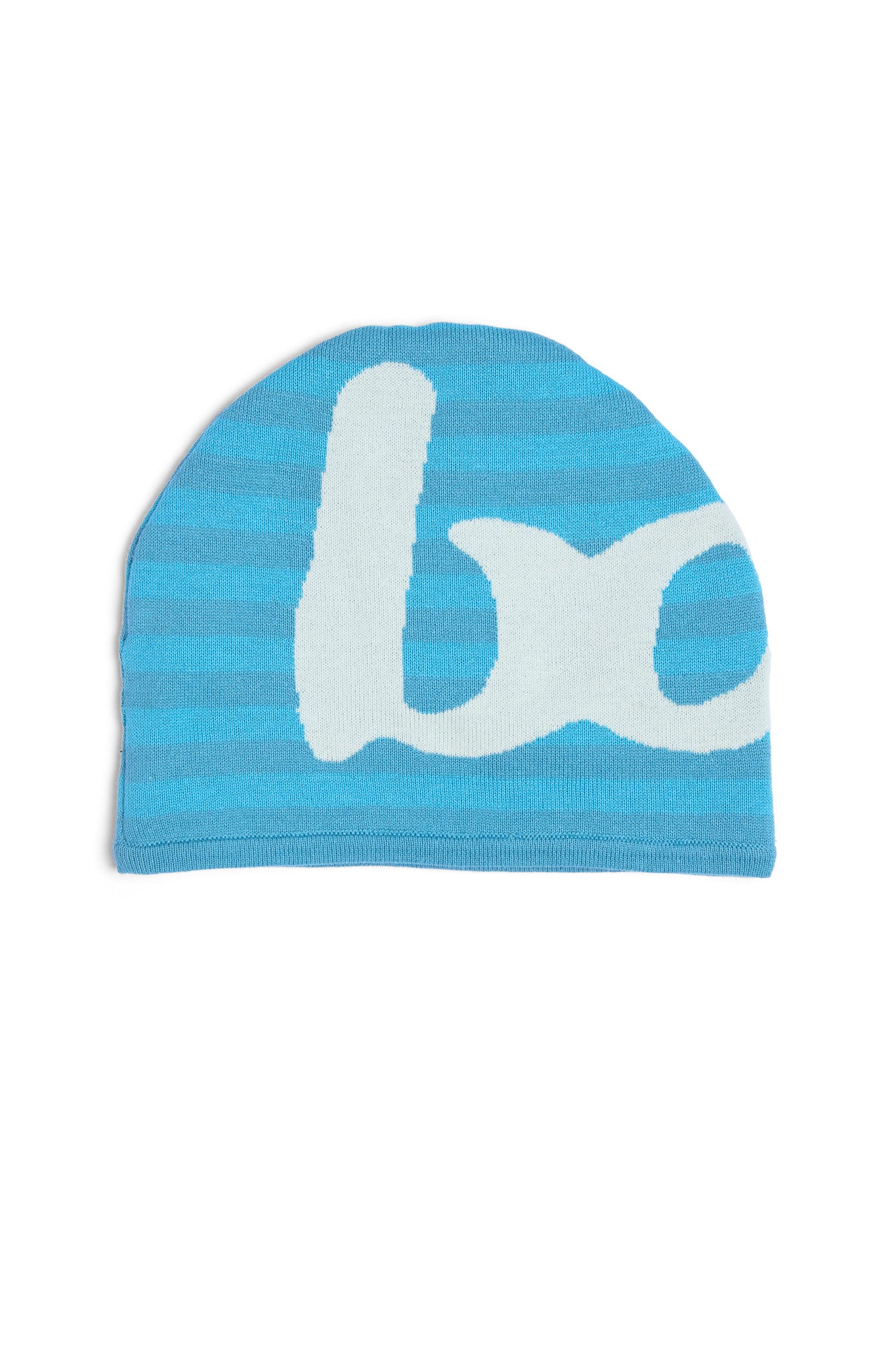 STRIPED KNIT BEANIE (TEAL BLUE/CREAM)