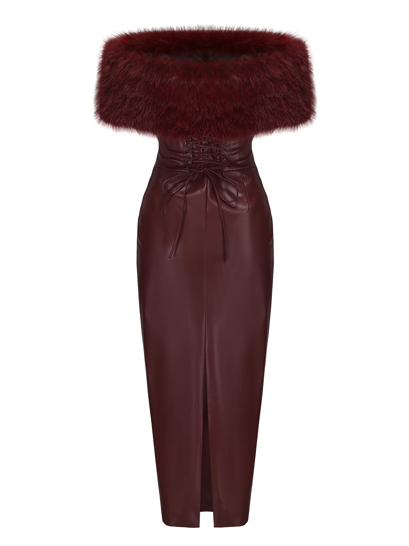 Gabrielle Fur Maxi Dress (Red)