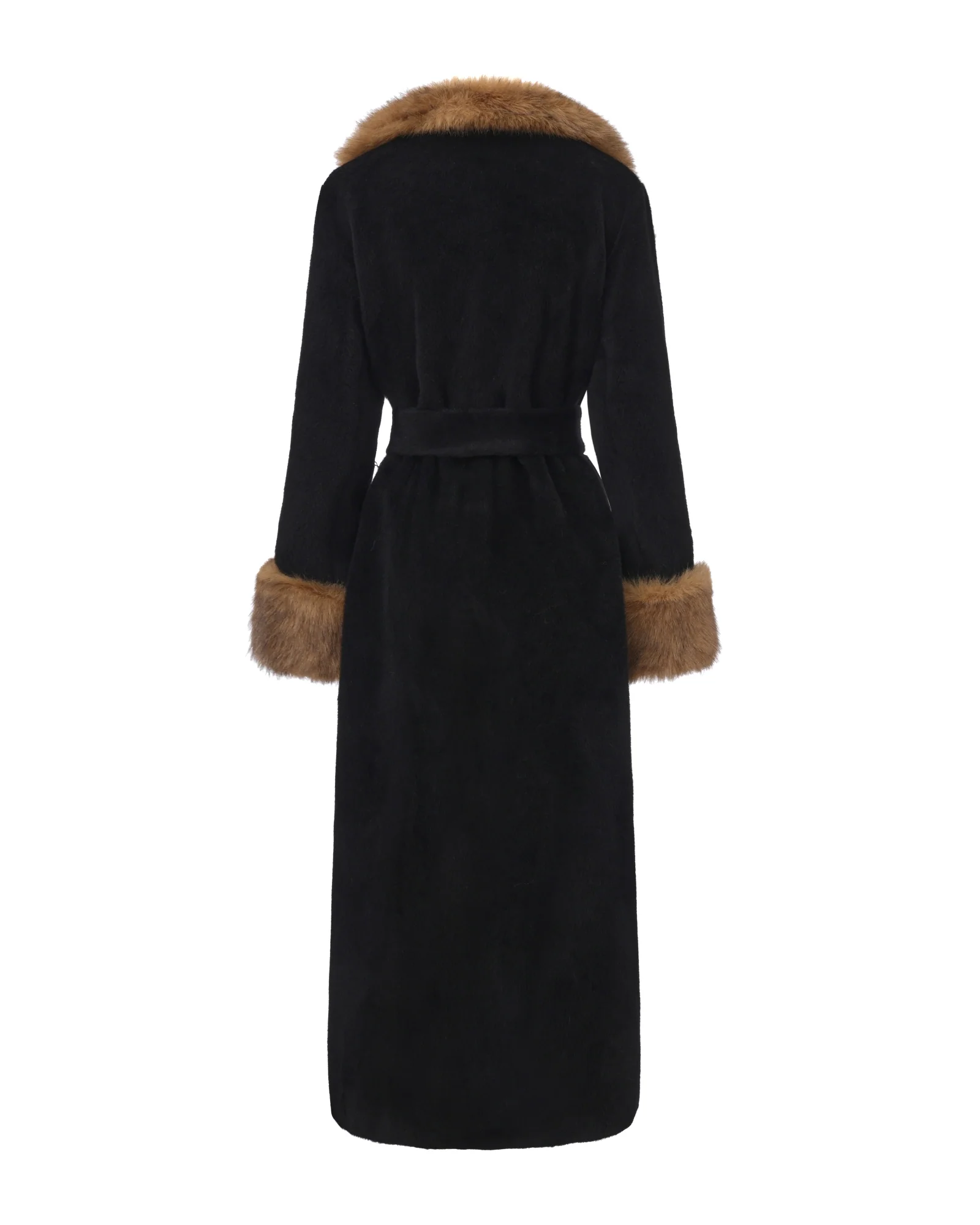 Adriana Faux Fur Coat (Black & Brown)