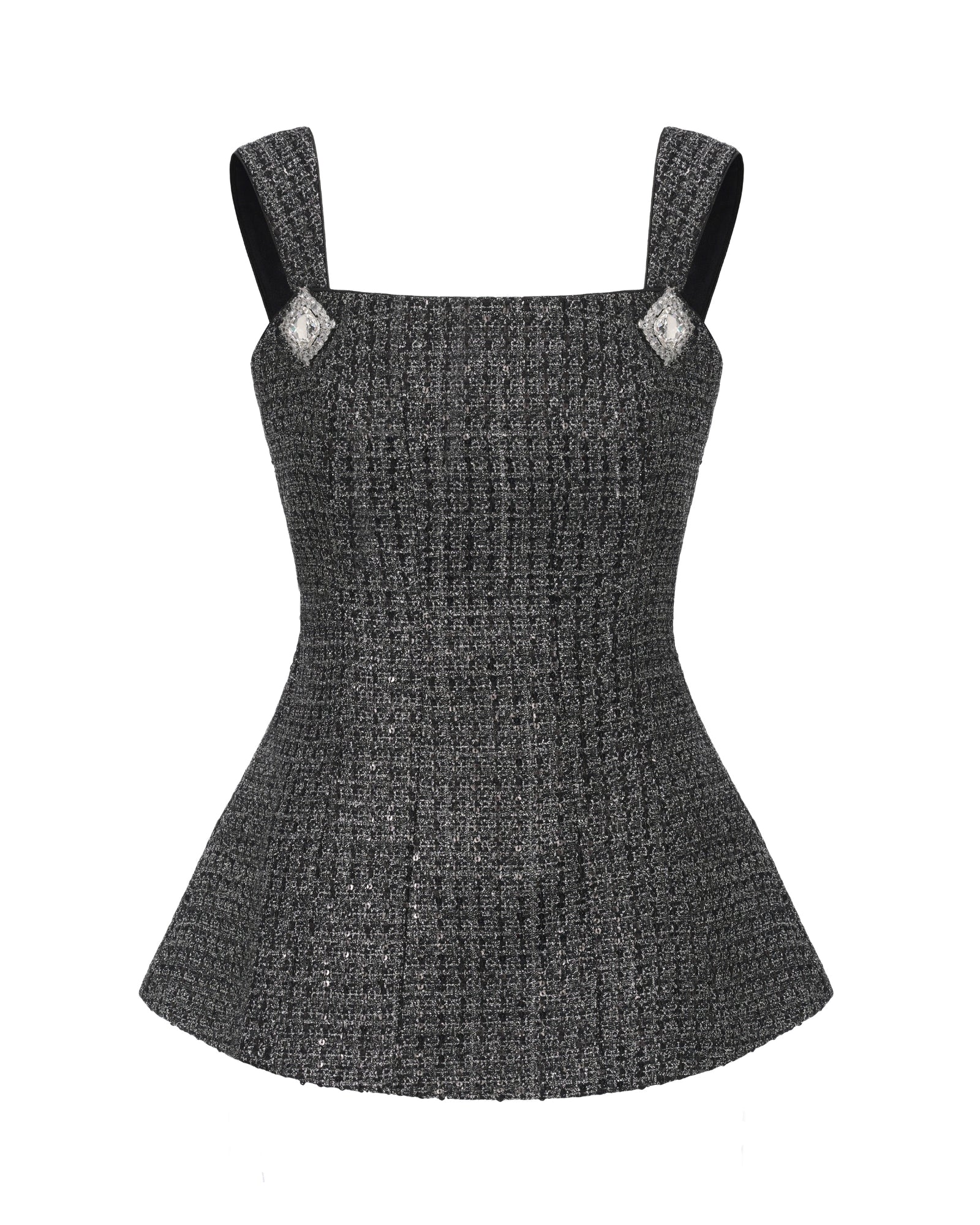 Anabella Bow Top (Black & Silver)