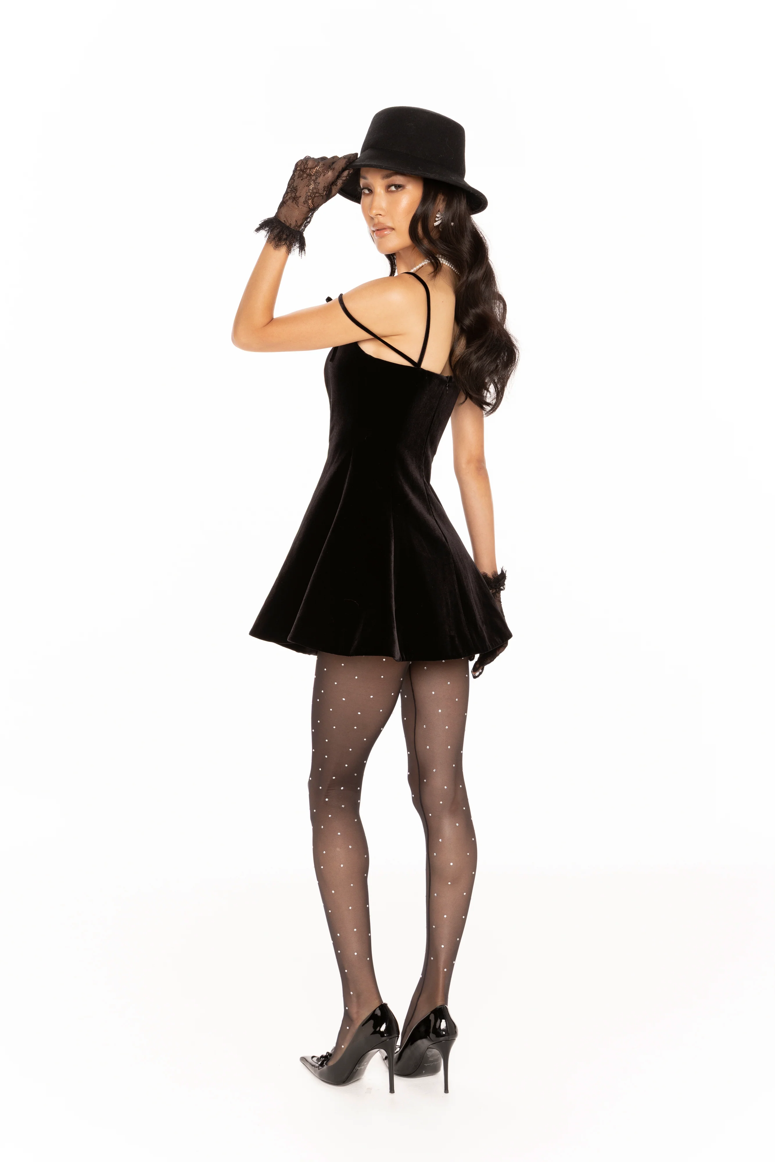 Chantal Bow Velvet Mini Dress