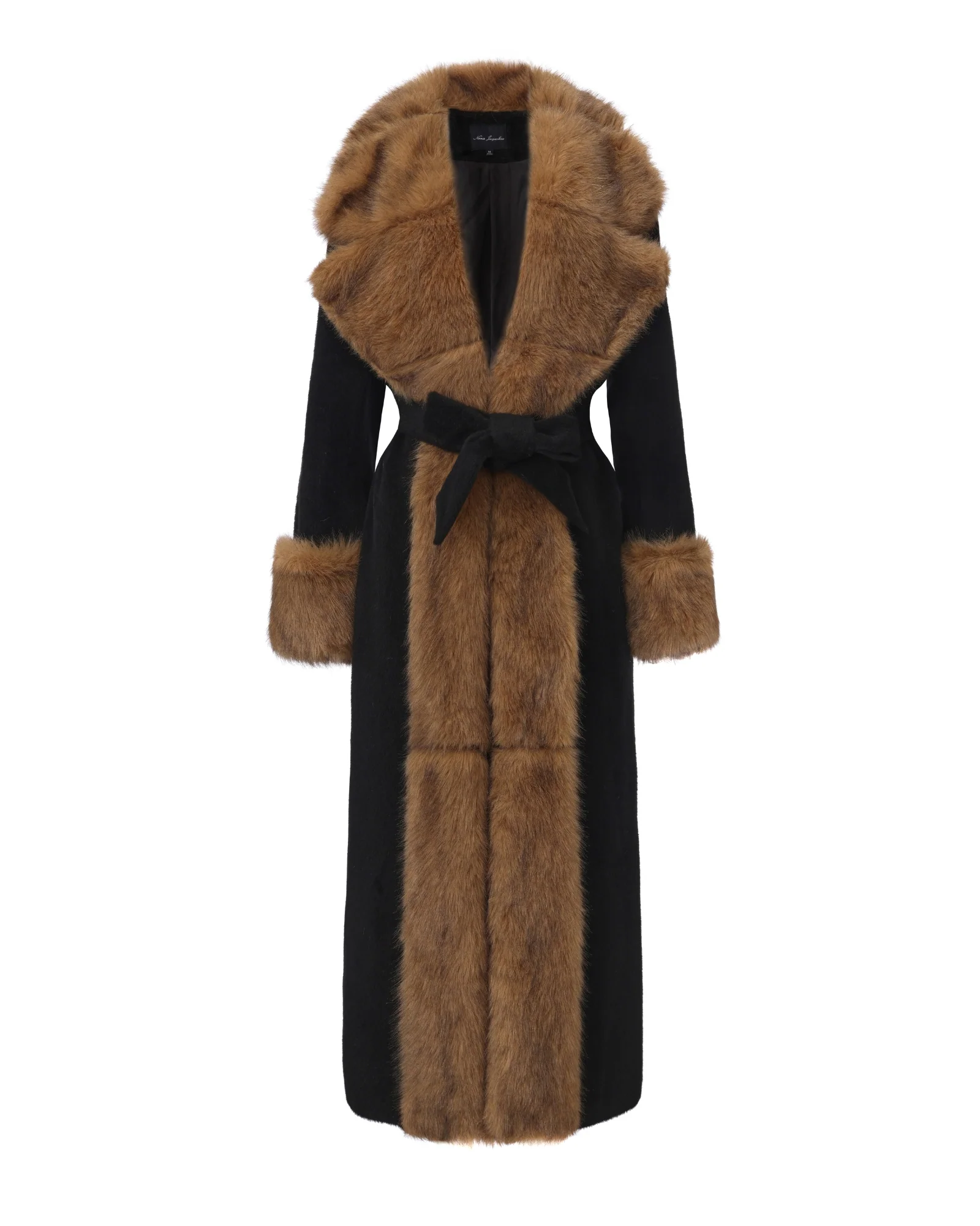 Adriana Faux Fur Coat (Black & Brown)