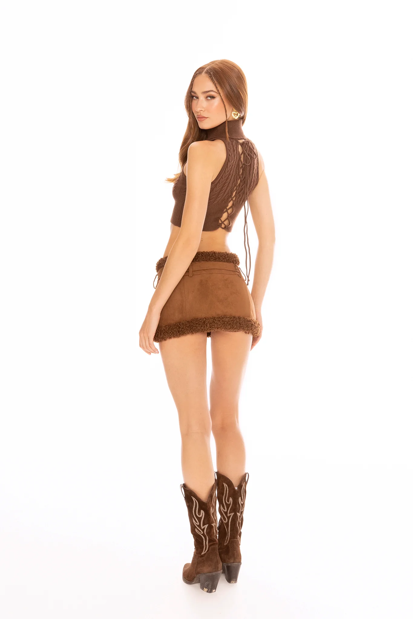 Margo Suede Skirt (Brown)