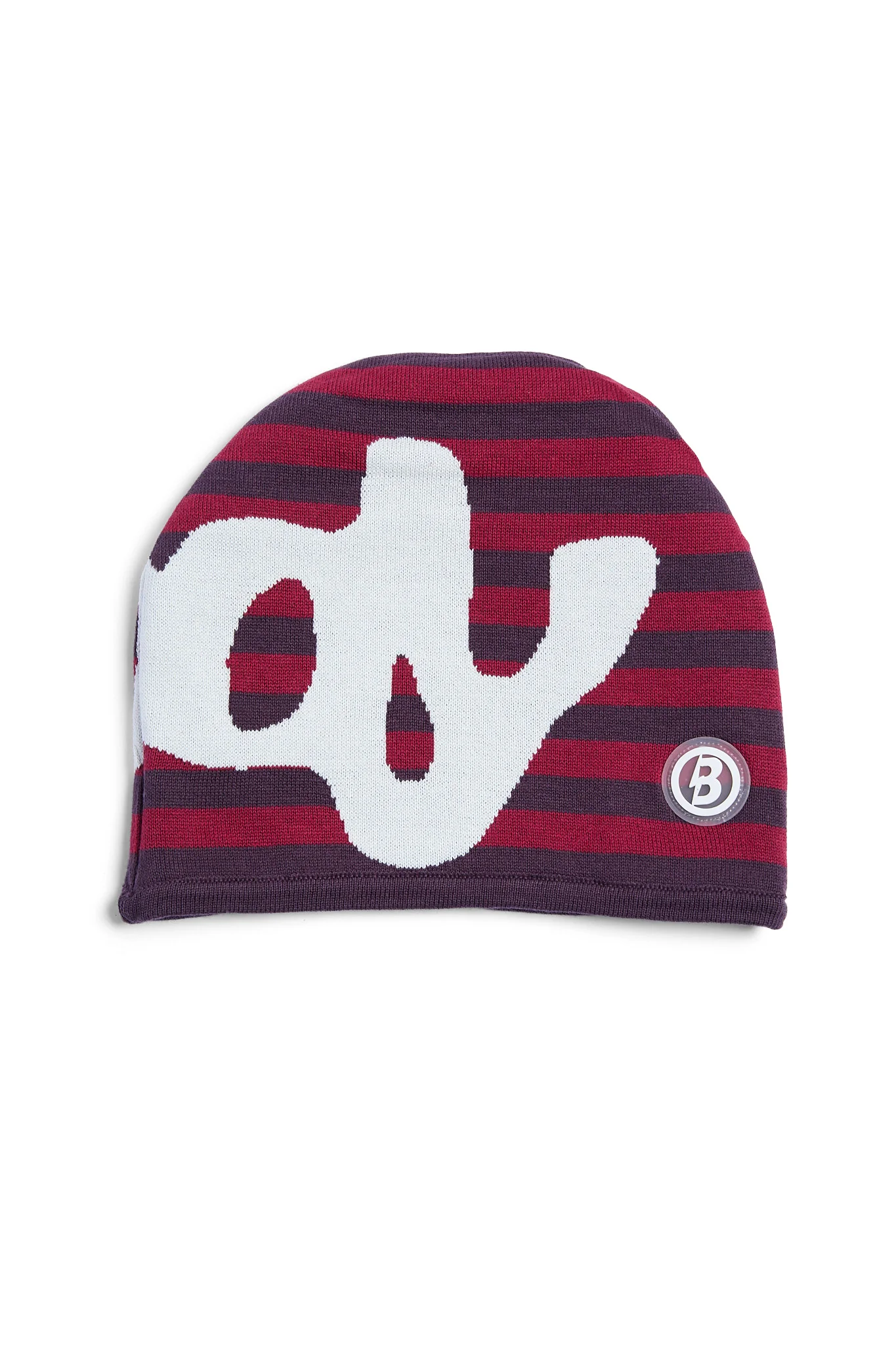 STRIPED KNIT BEANIE (MAROON/SLATE)