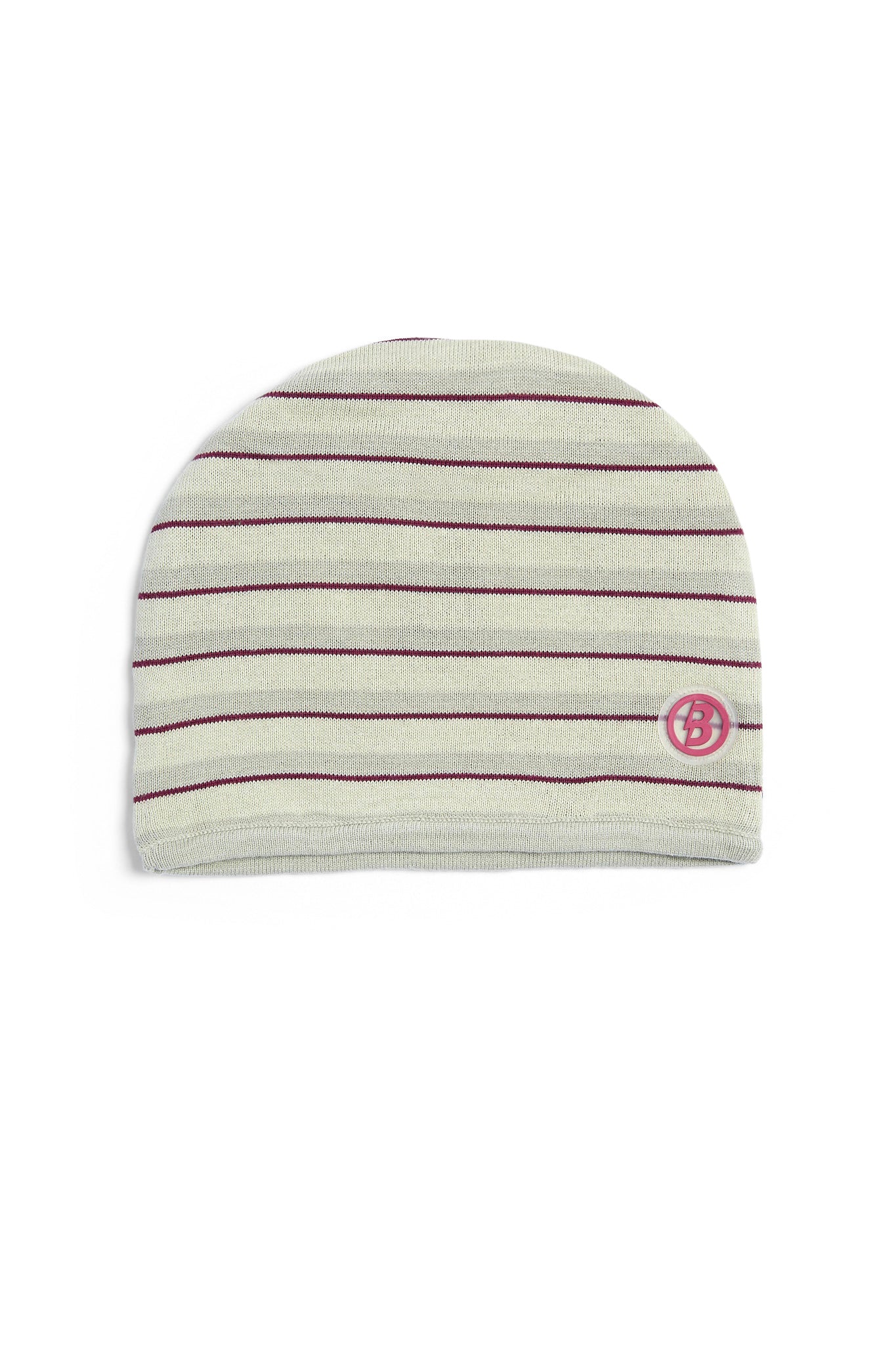 STRIPED KNIT BEANIE (MATCHA/MAROON)