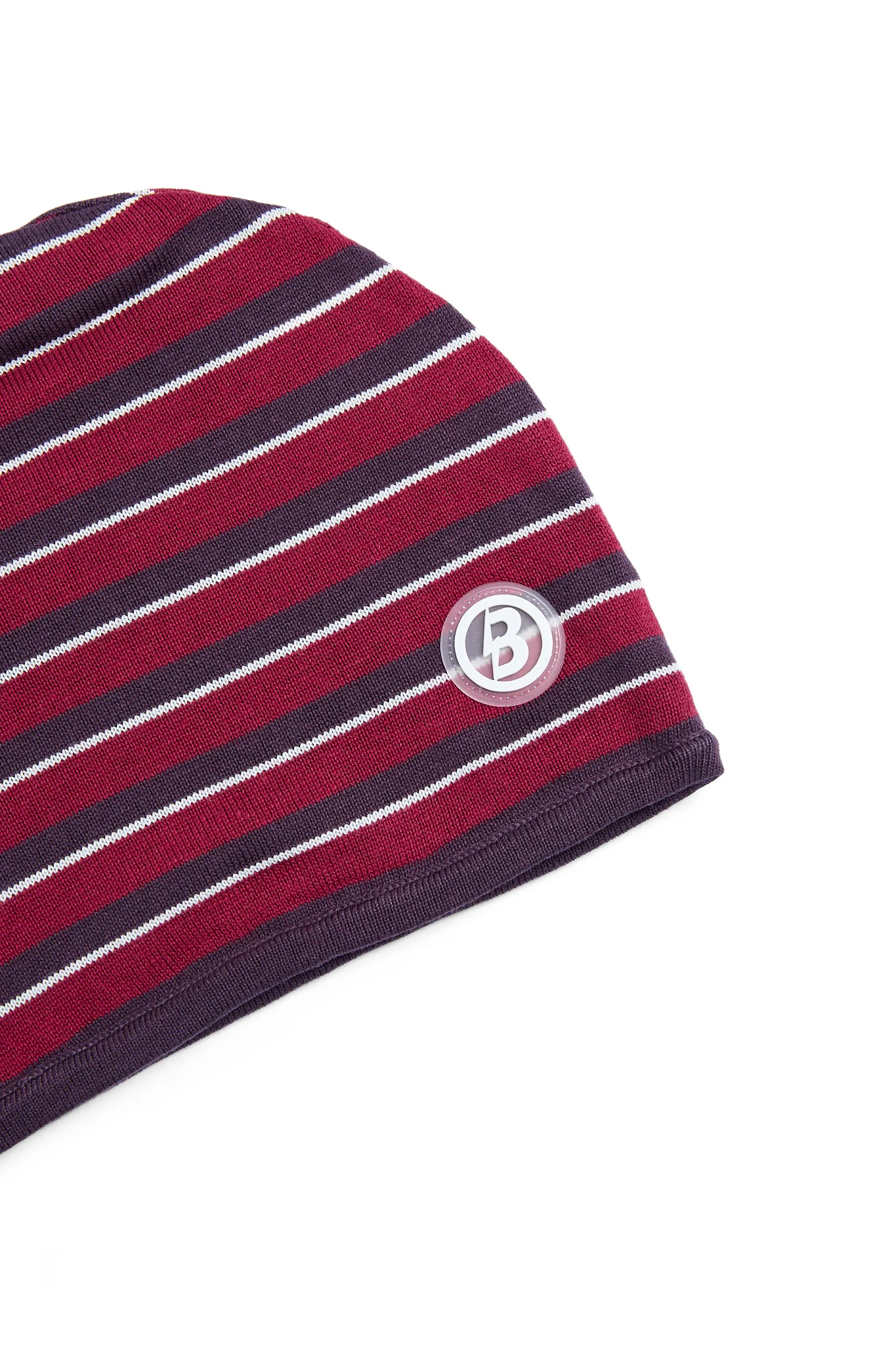 STRIPED KNIT BEANIE (MAROON/SLATE)