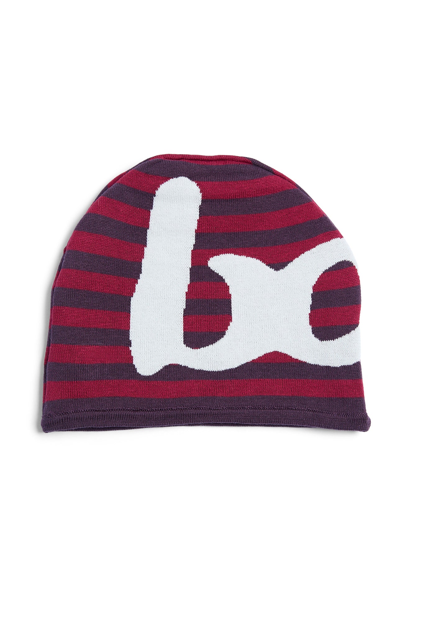 STRIPED KNIT BEANIE (MAROON/SLATE)