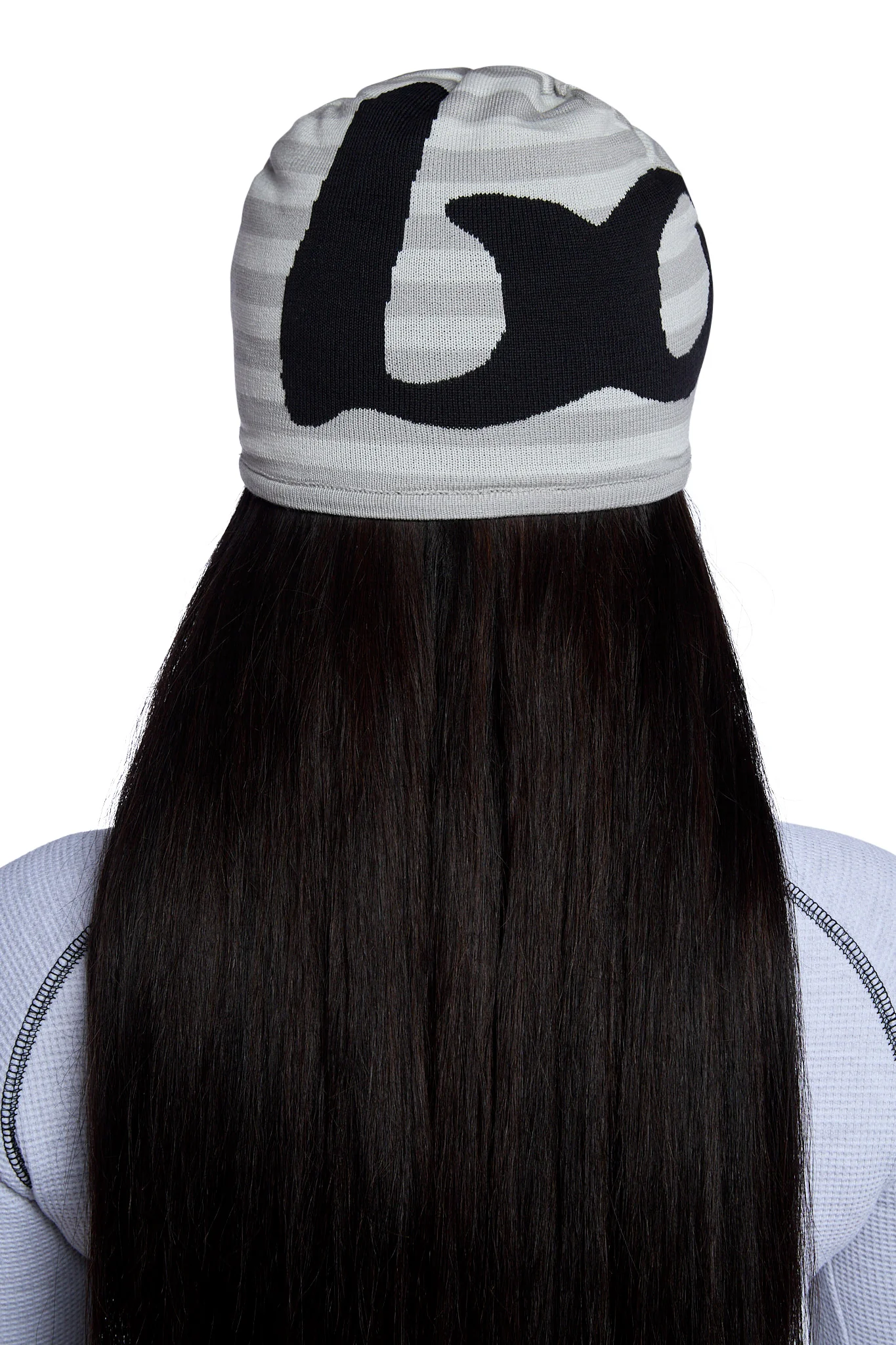 STRIPED KNIT BEANIE (HEATHER GREY/BLACK)