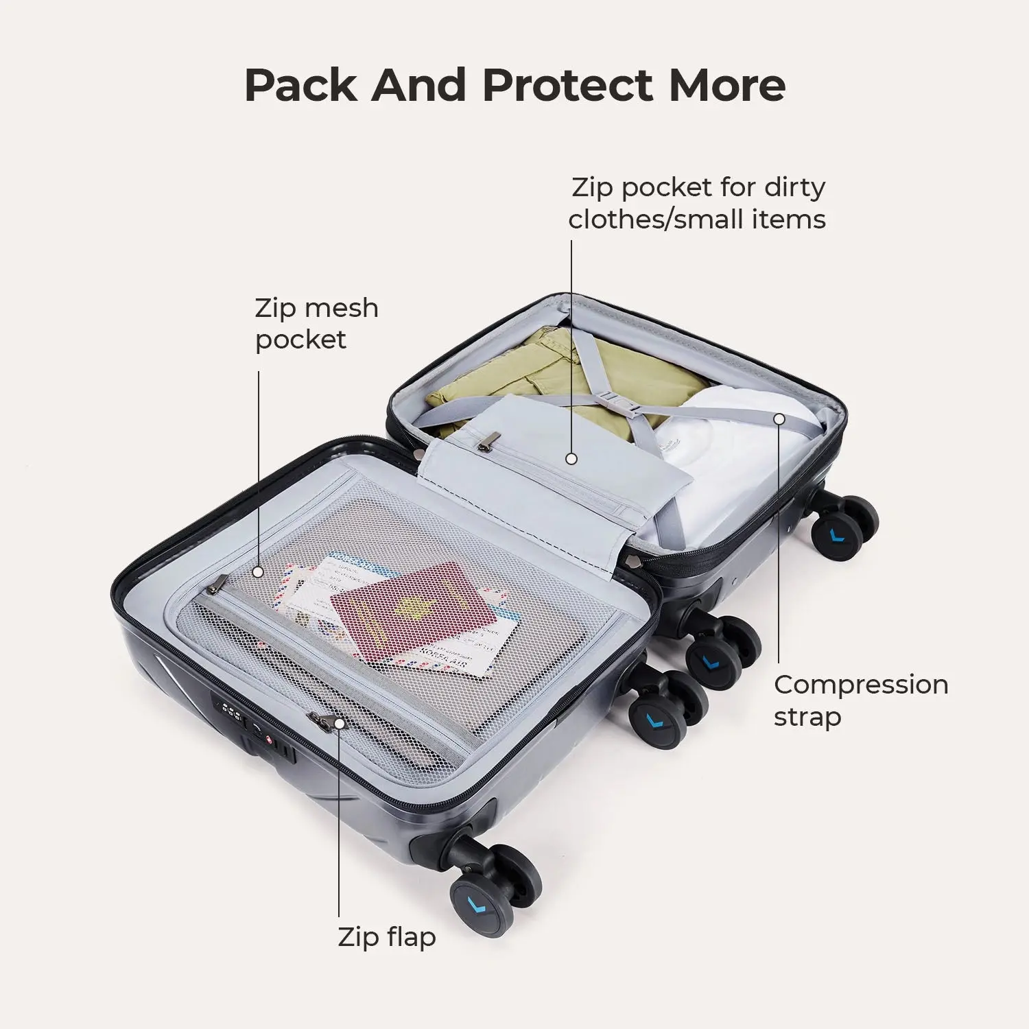 Daren 16-20 Inch Lightweight Hardside Carry-On Suitcase